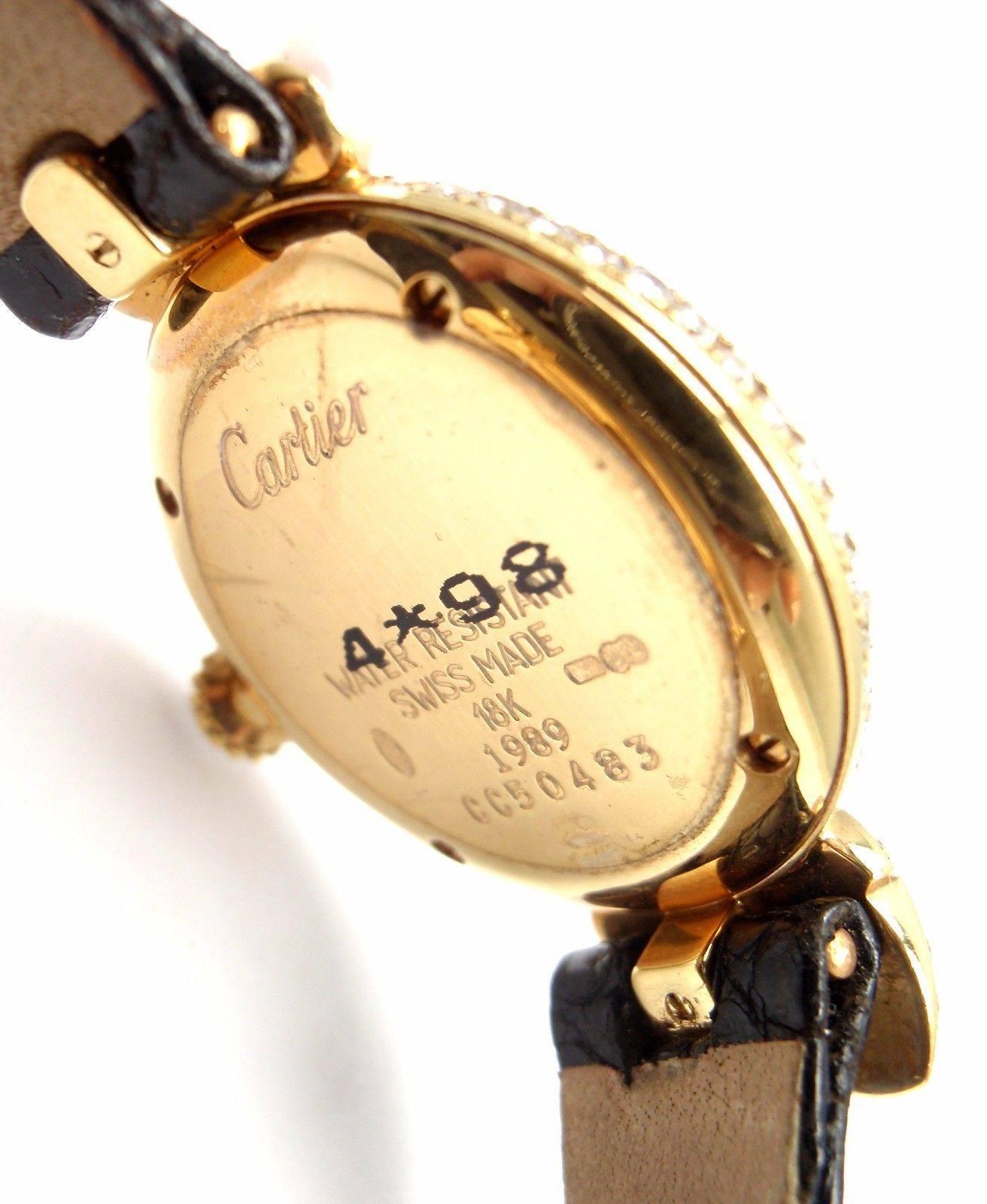 Women's or Men's Cartier Ladies Yellow Gold Diamond Pearl Quartz Wristwatch