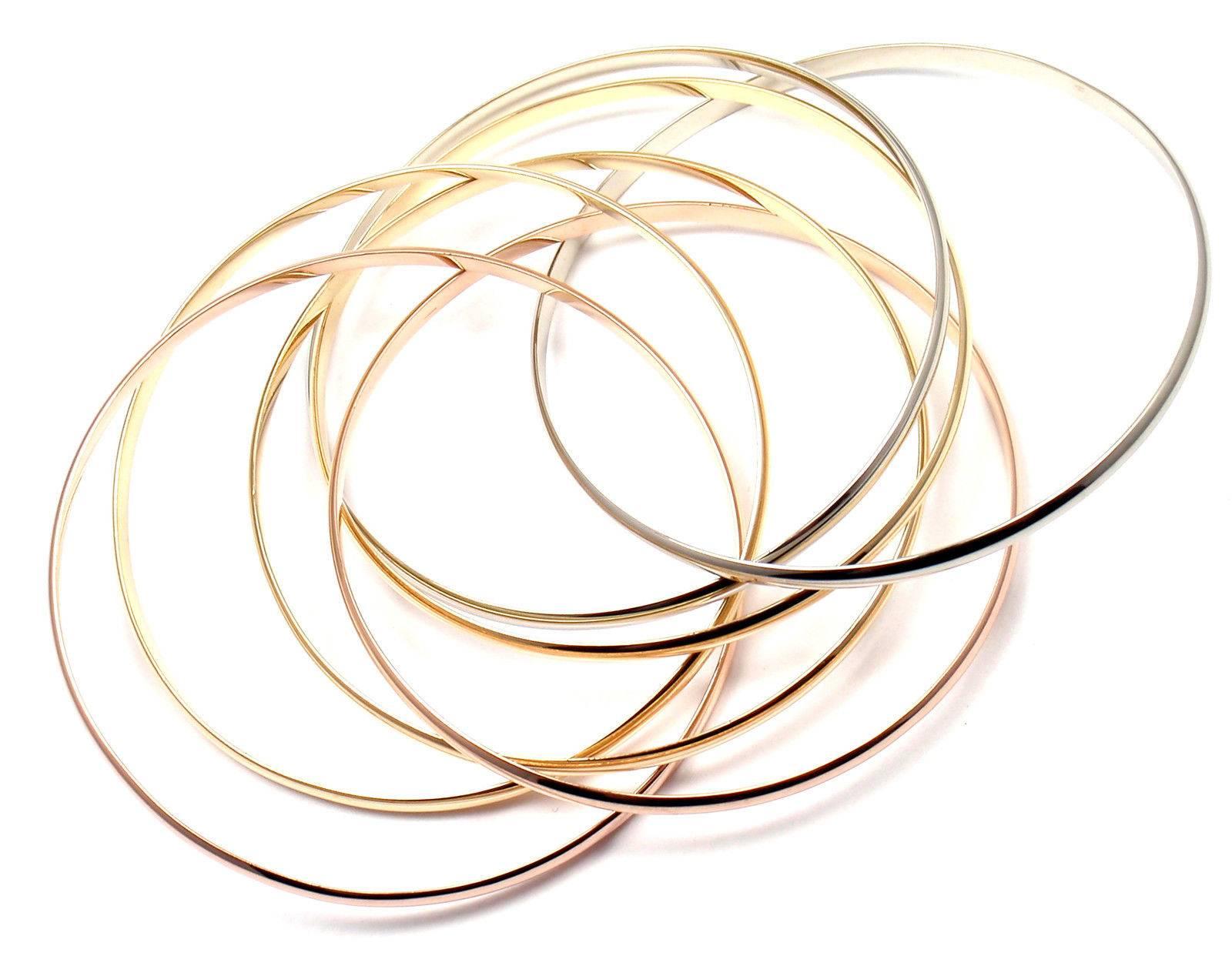 Cartier Trinity Rolling 7 Bangles Tri-Color Gold Bracelet 1