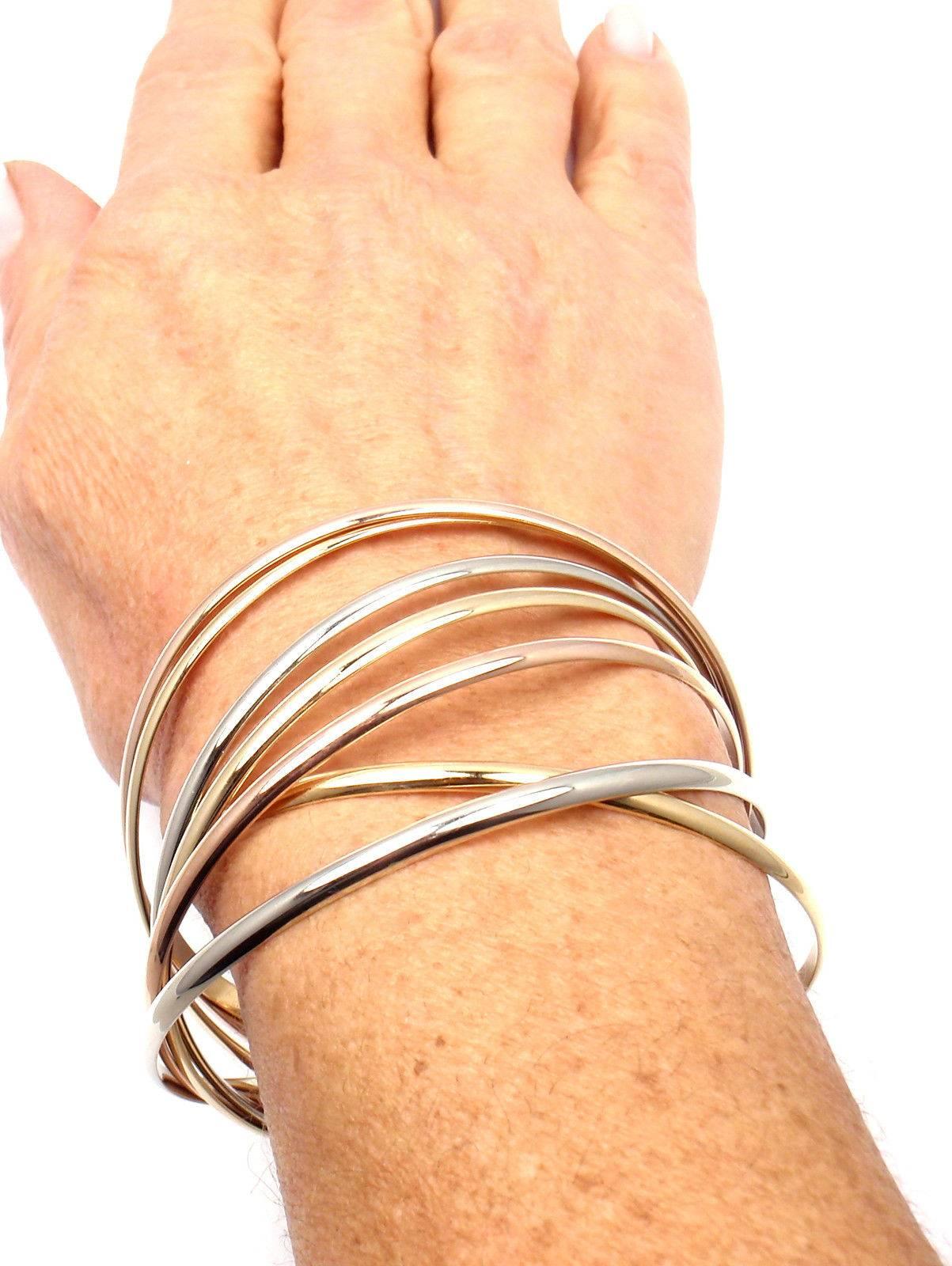 Cartier Trinity Rolling 7 Bangles Tri-Color Gold Bracelet 2
