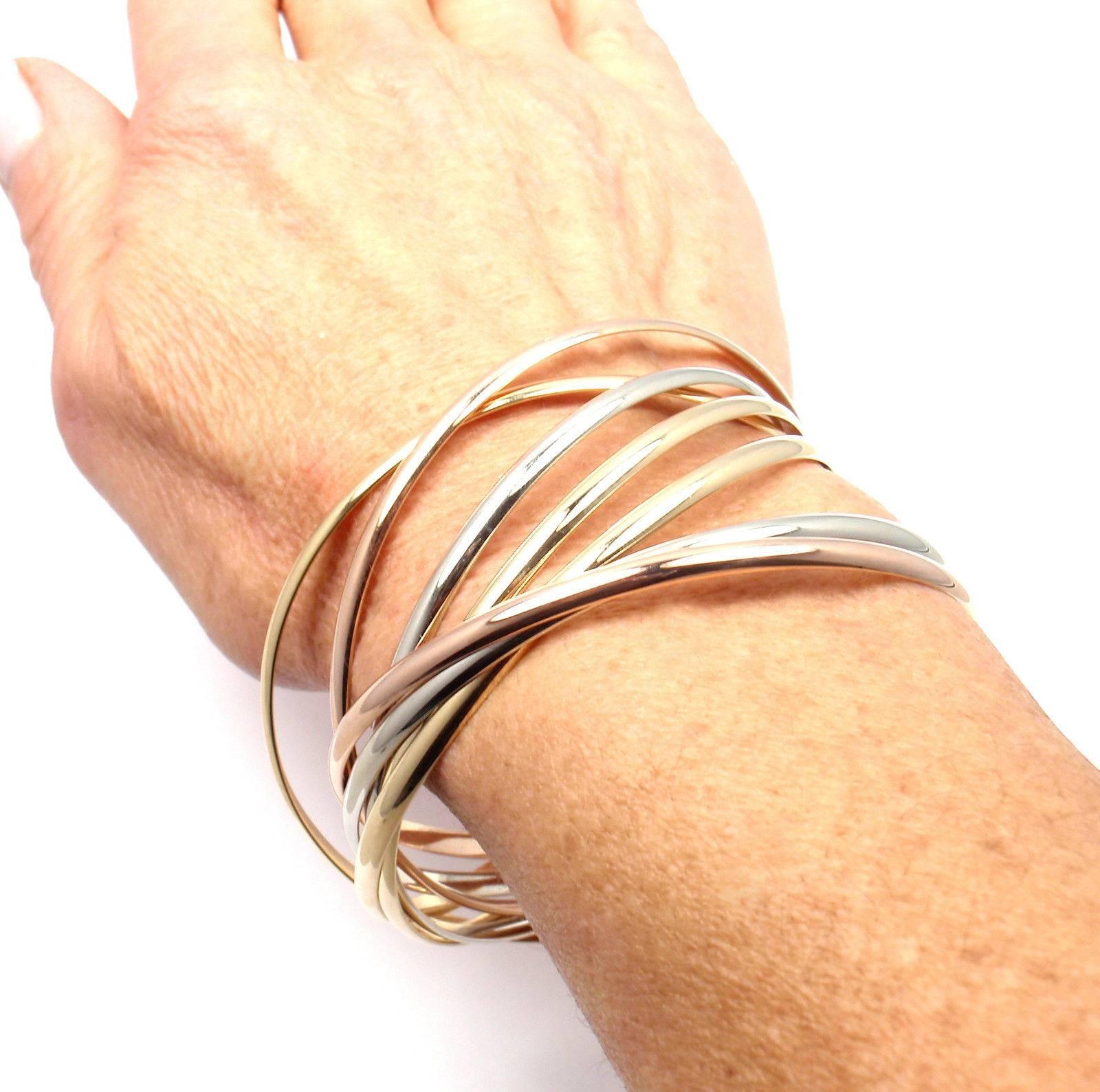 Cartier Trinity Rolling 7 Bangles Tri-Color Gold Bracelet 3