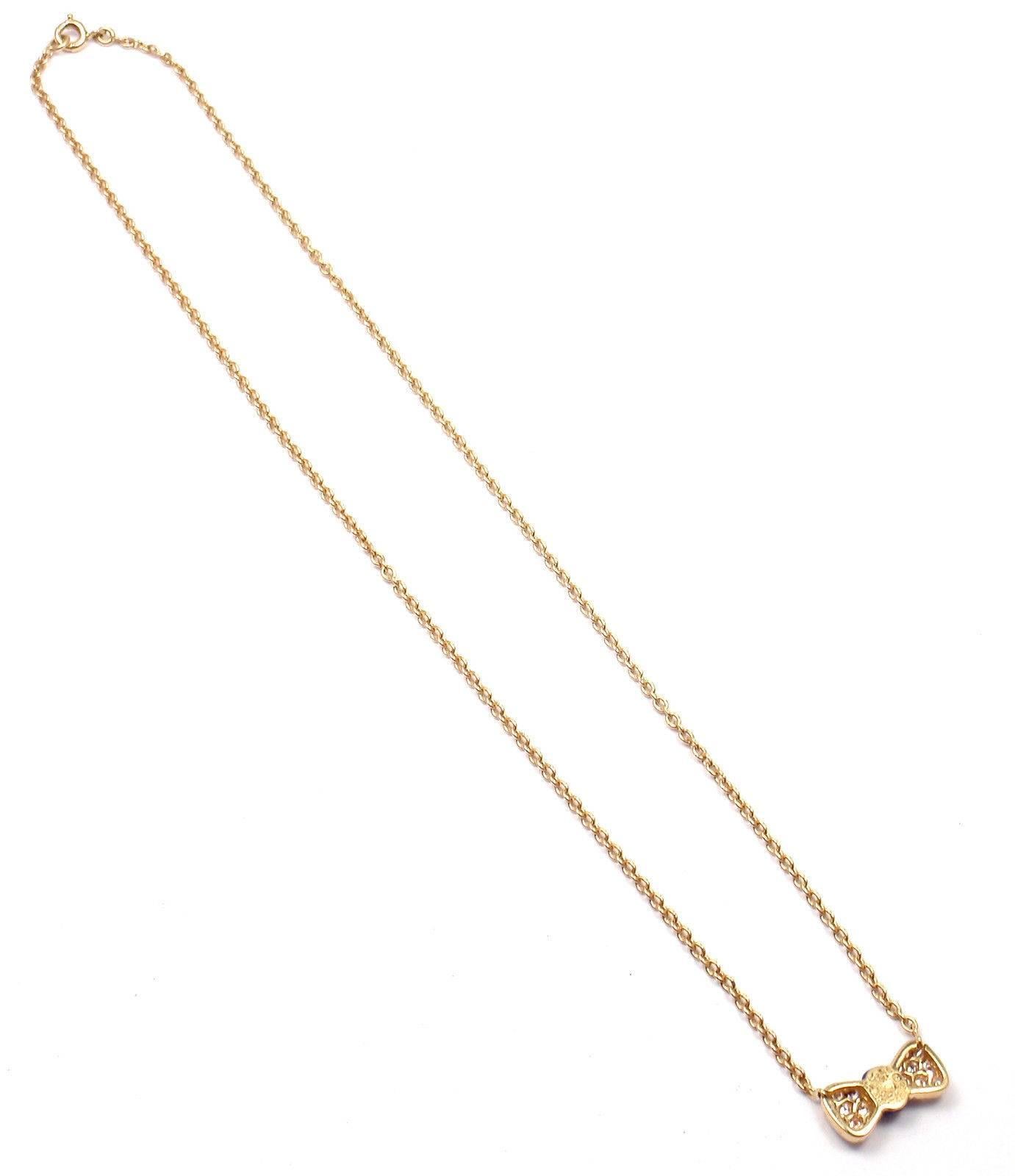 Van Cleef & Arpels Halskette mit Diamant-Lapislazuli-Schleife und Gelbgold-Anhänger 1