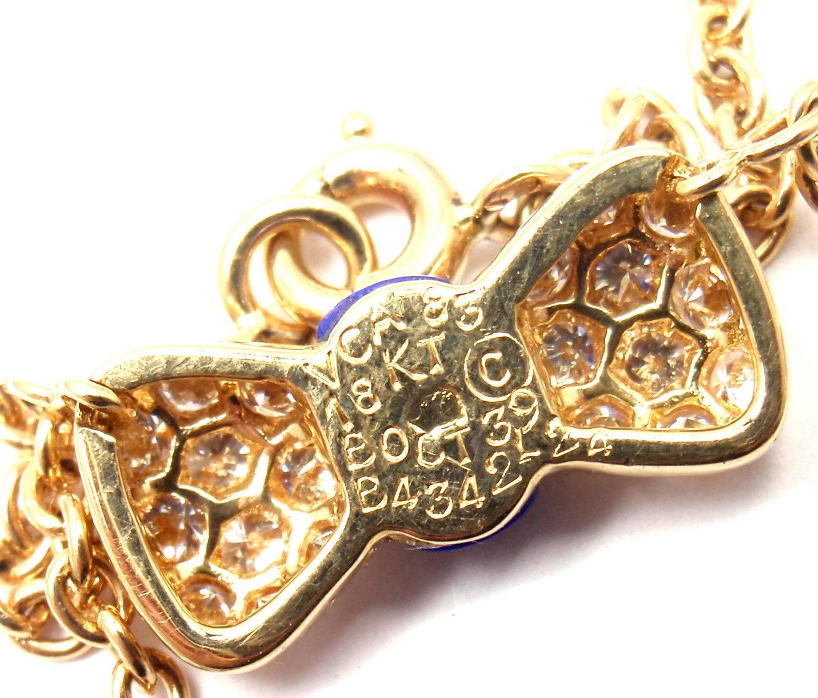Van Cleef & Arpels Halskette mit Diamant-Lapislazuli-Schleife und Gelbgold-Anhänger im Zustand „Neu“ in Holland, PA