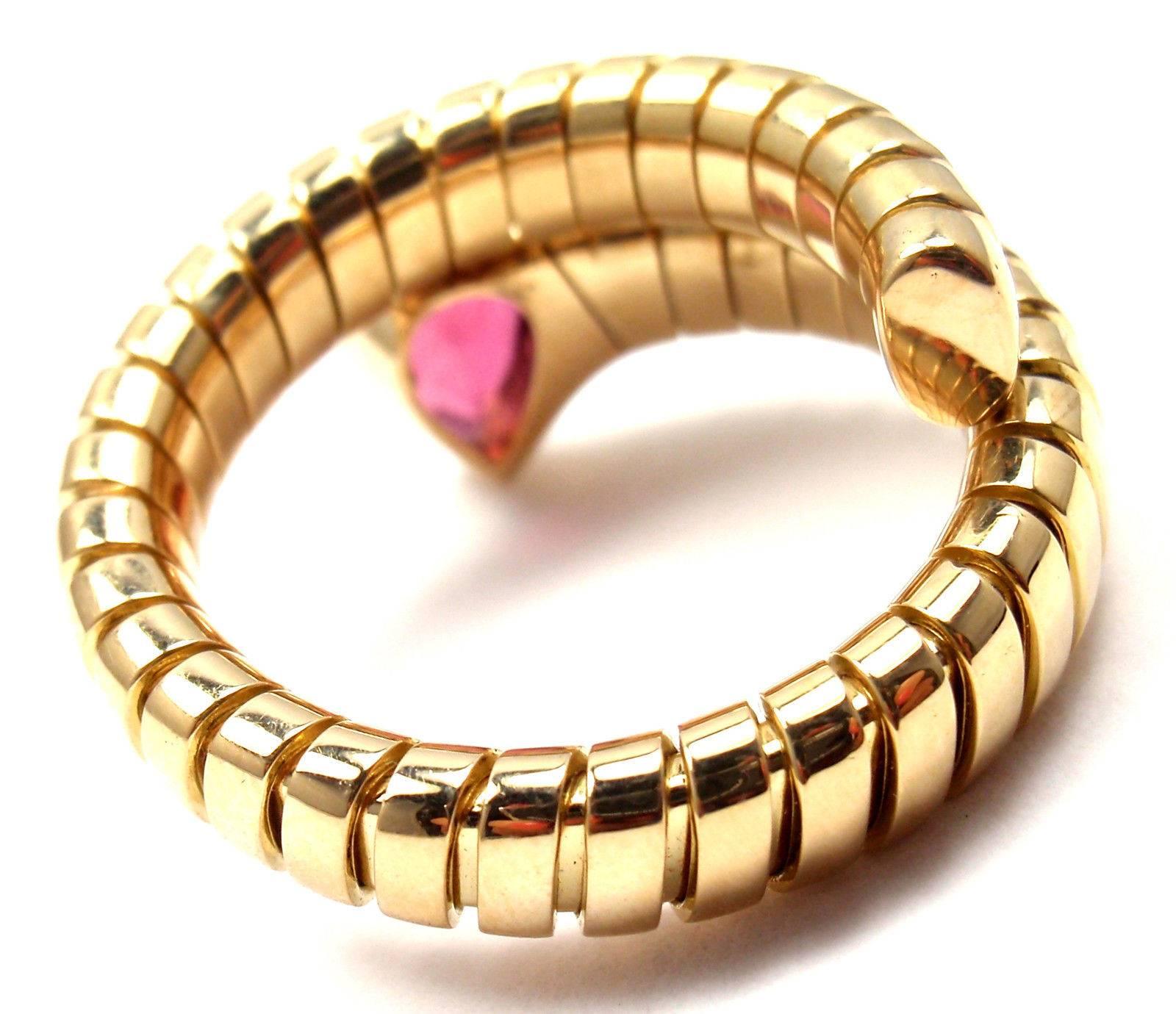 Bulgari Tubogas Ruby Coil Snake Yellow Gold Ring 1