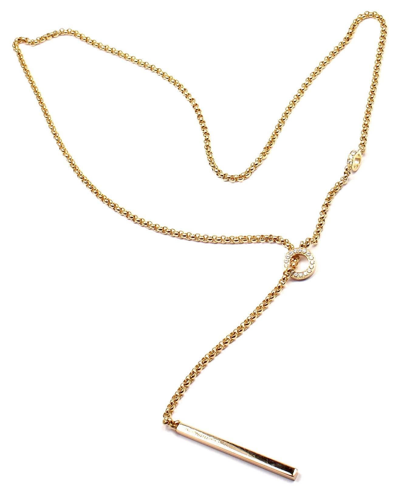 Women's or Men's Piaget Possession Diamond Lariat Long Yellow Gold Necklace