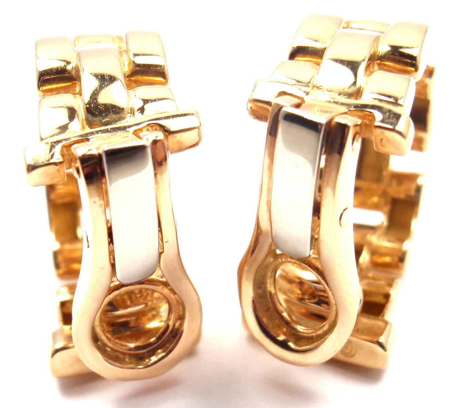 Cartier Maillon Panthere Yellow Gold Hoop Earrings 3