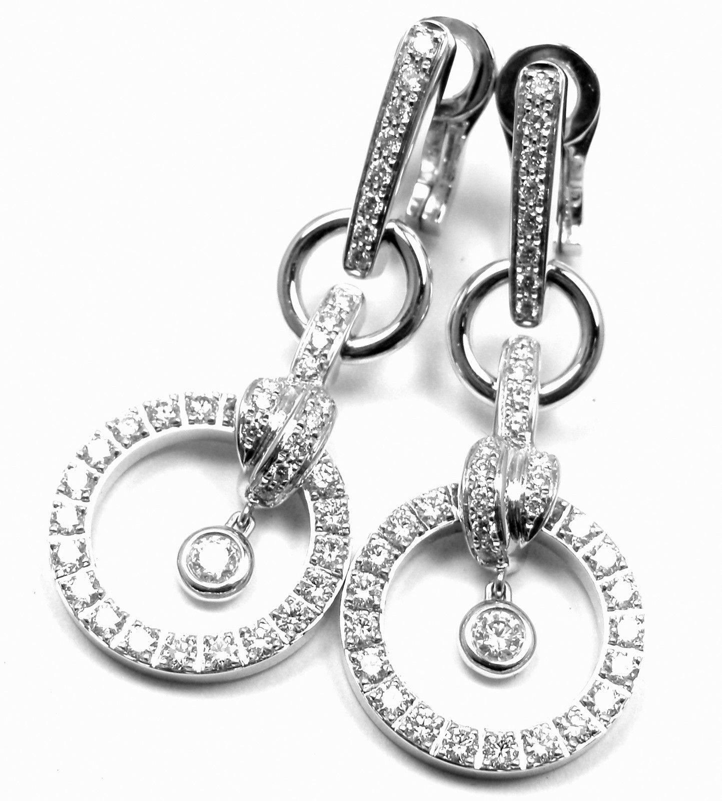 Women's or Men's Piaget Diamond Drop White Gold Earrings