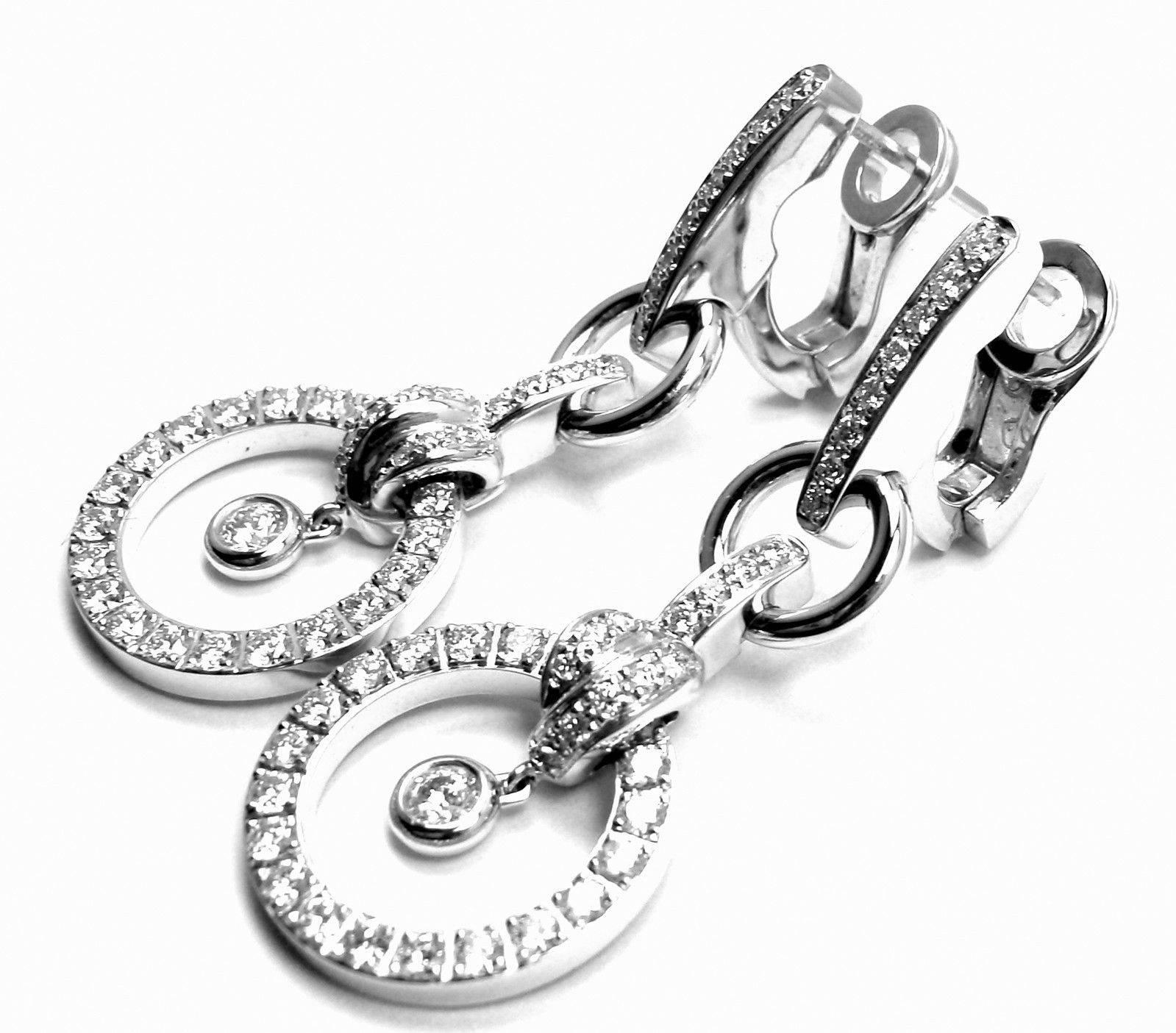 18k White Gold Diamond Drop Earrings by Piaget. 
With 82 brilliant round cut diamonds VS1 clarity, E color total weight approx. 1.68ct
These earrings are coming with Piaget box and paper.
Retail Price: $15,500

Details: 
Weight: 14.3