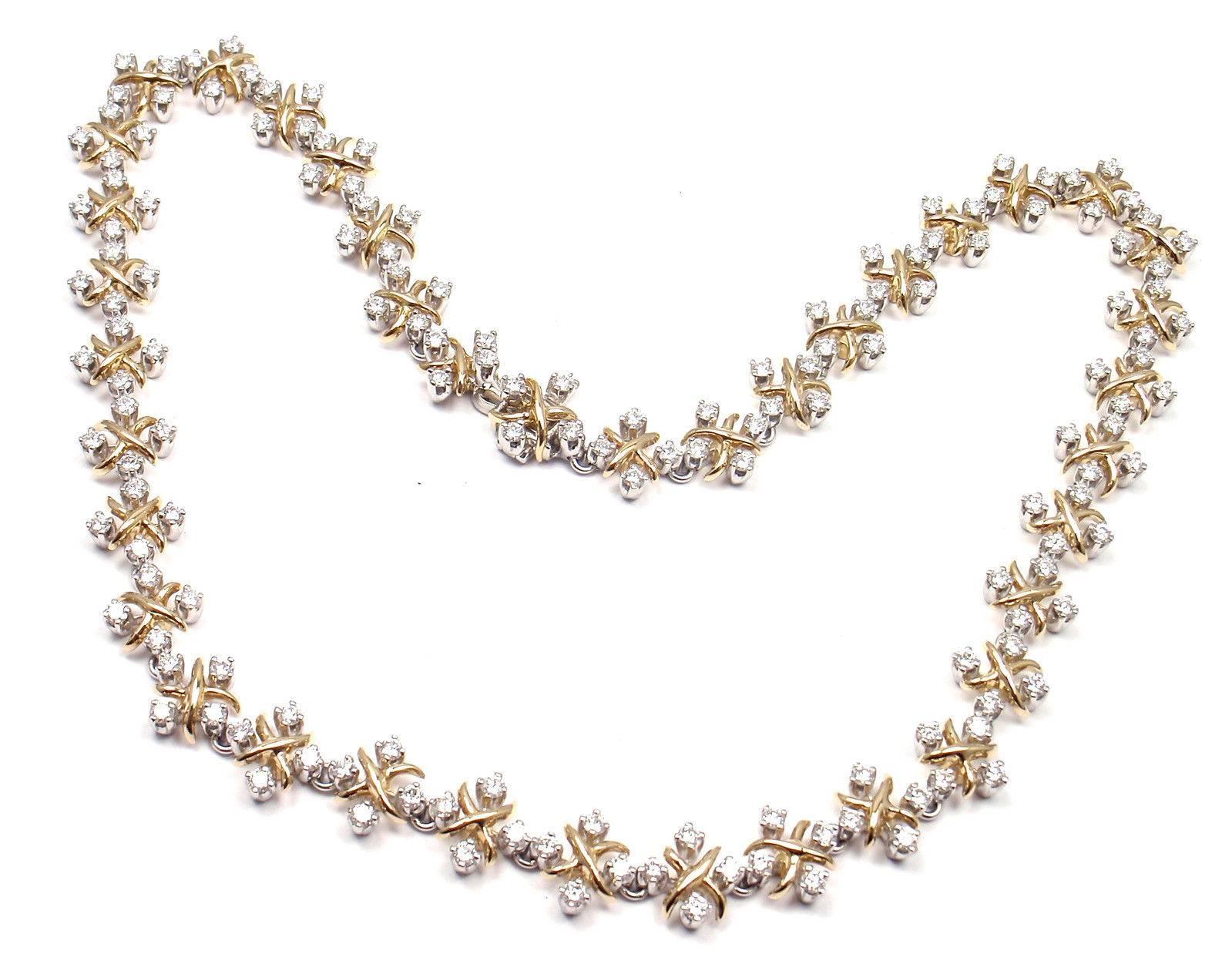 Tiffany & Co. Lynn Diamond Yellow Gold Platinum Necklace 2