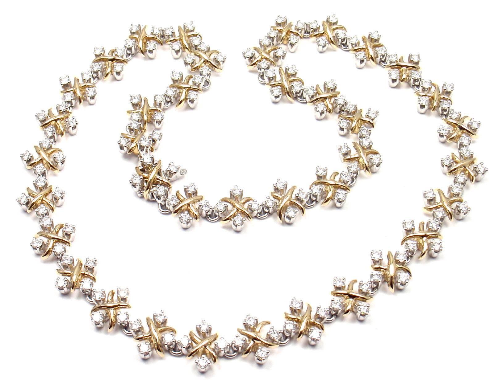 Women's or Men's Tiffany & Co. Lynn Diamond Yellow Gold Platinum Necklace