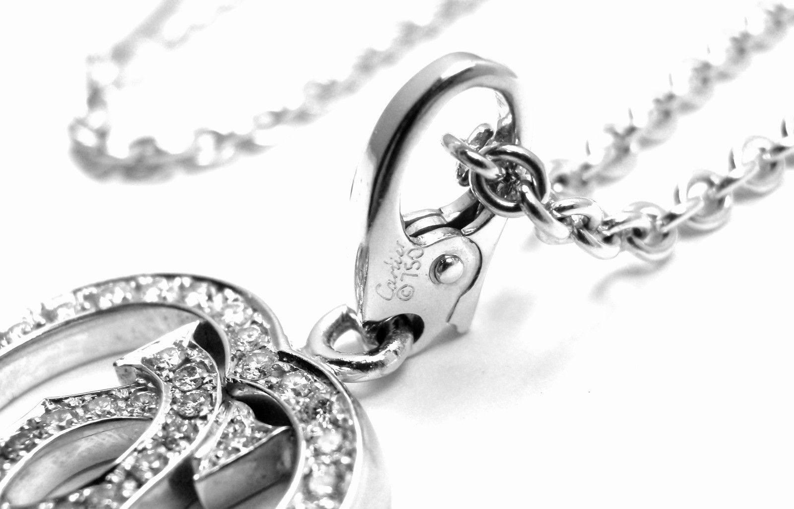 Cartier Diamond Heart Double C White Gold Pendant Necklace 1