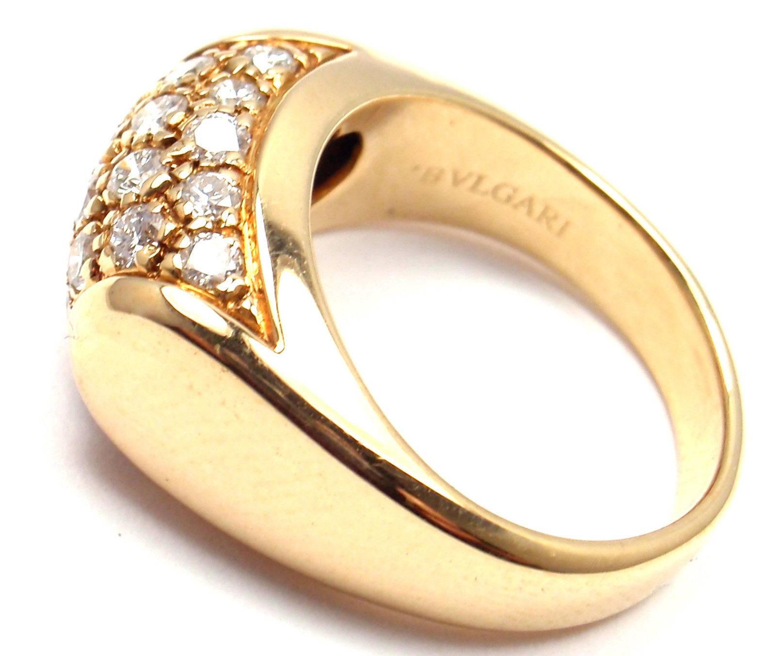 Women's or Men's Bulgari Diamond Yellow Gold Band Ring