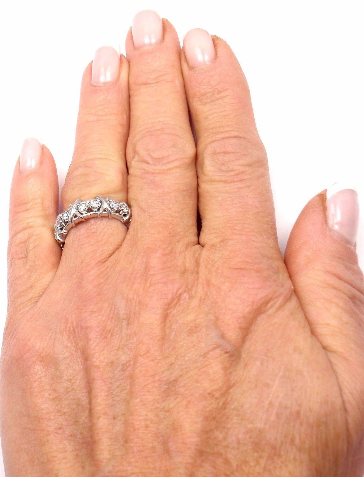 Women's or Men's Tiffany & Co. Jean Schlumberger Diamond 16-Stone Platinum Band Ring