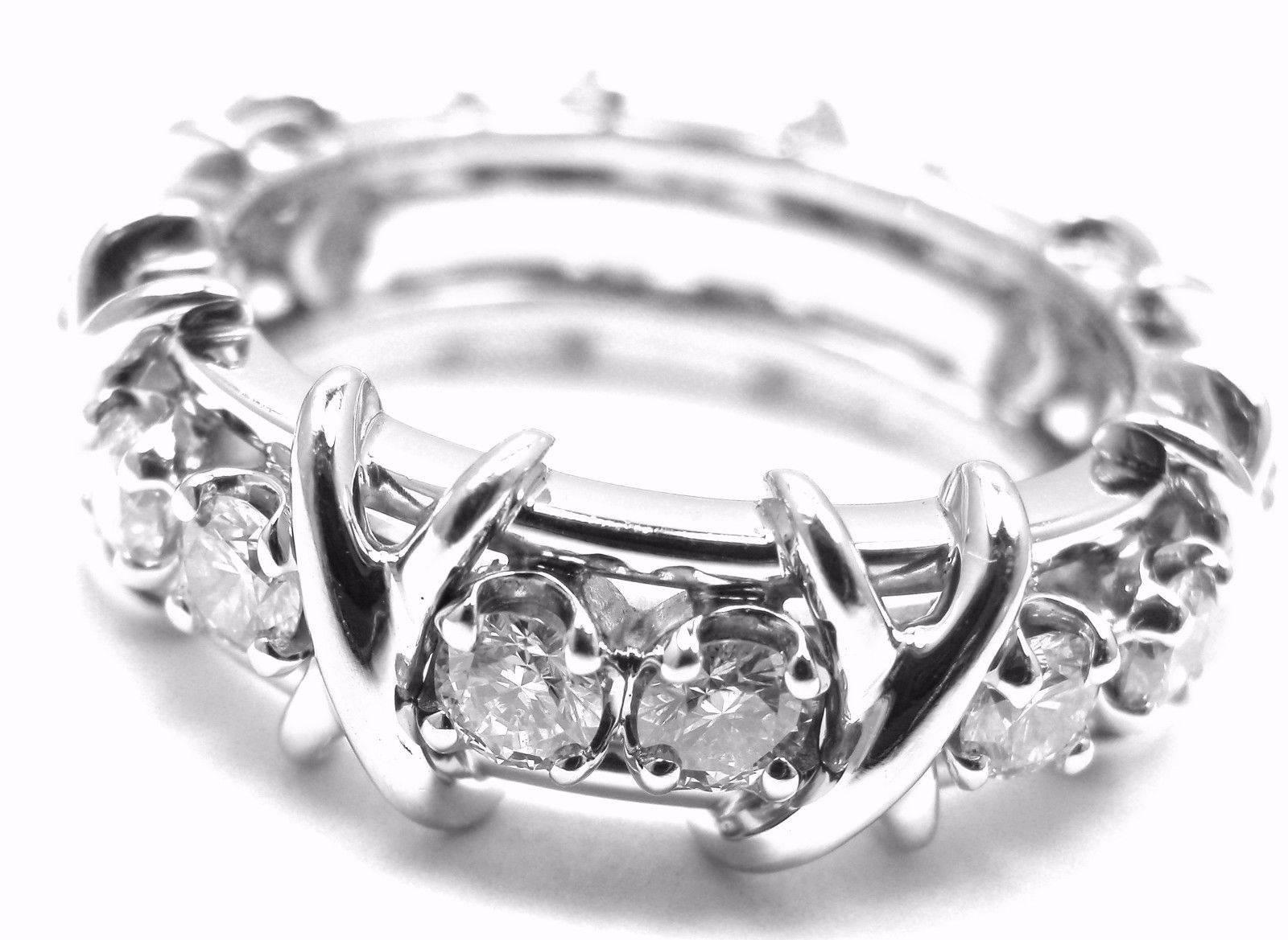 Tiffany & Co. Jean Schlumberger Diamond 16-Stone Platinum Band Ring 1
