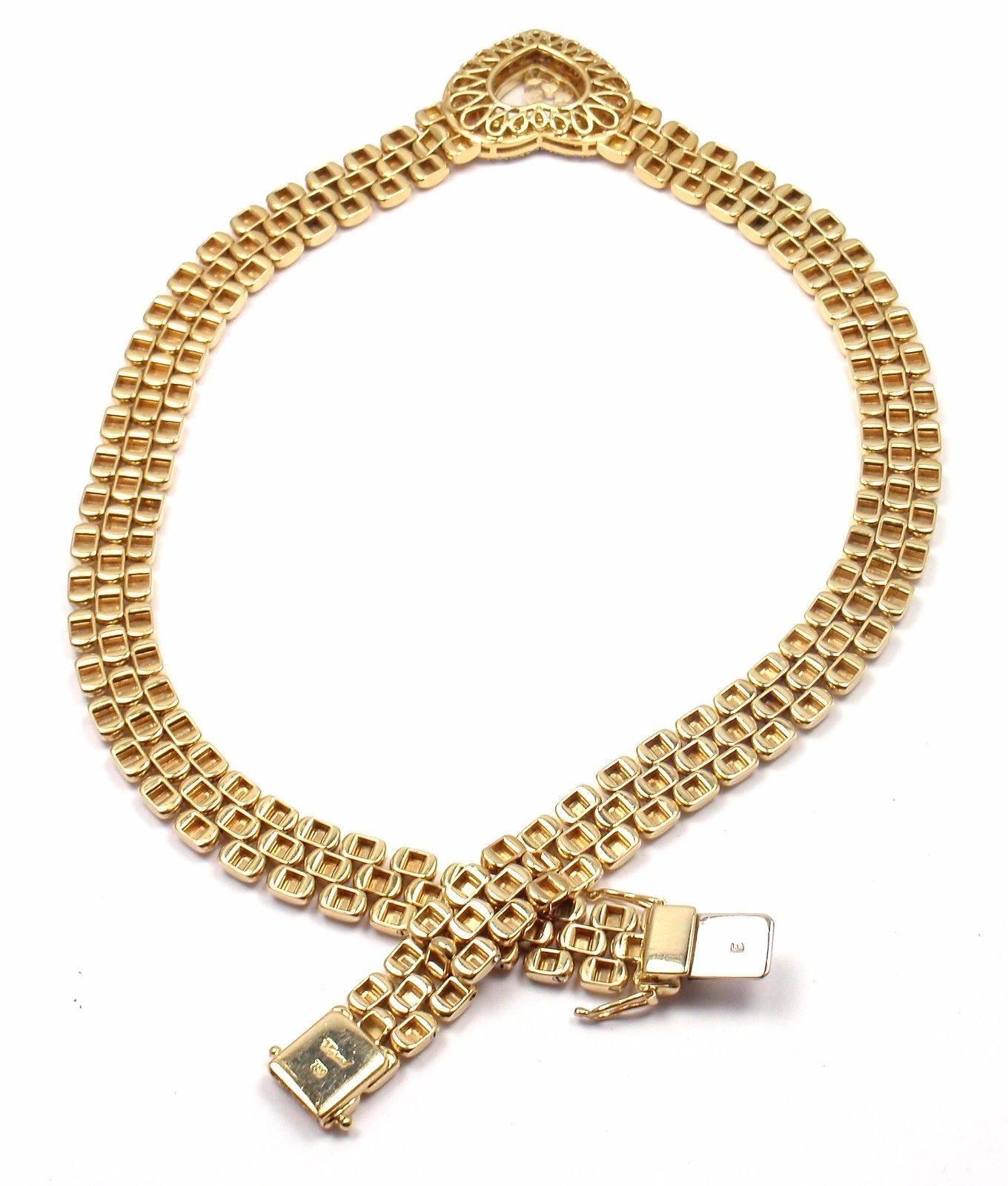 Chopard Happy Diamonds Diamond Heart Yellow Gold Necklace In New Condition In Holland, PA