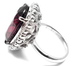 Large 21.31 Carat Garnet Diamond Platinum Cocktail Ring