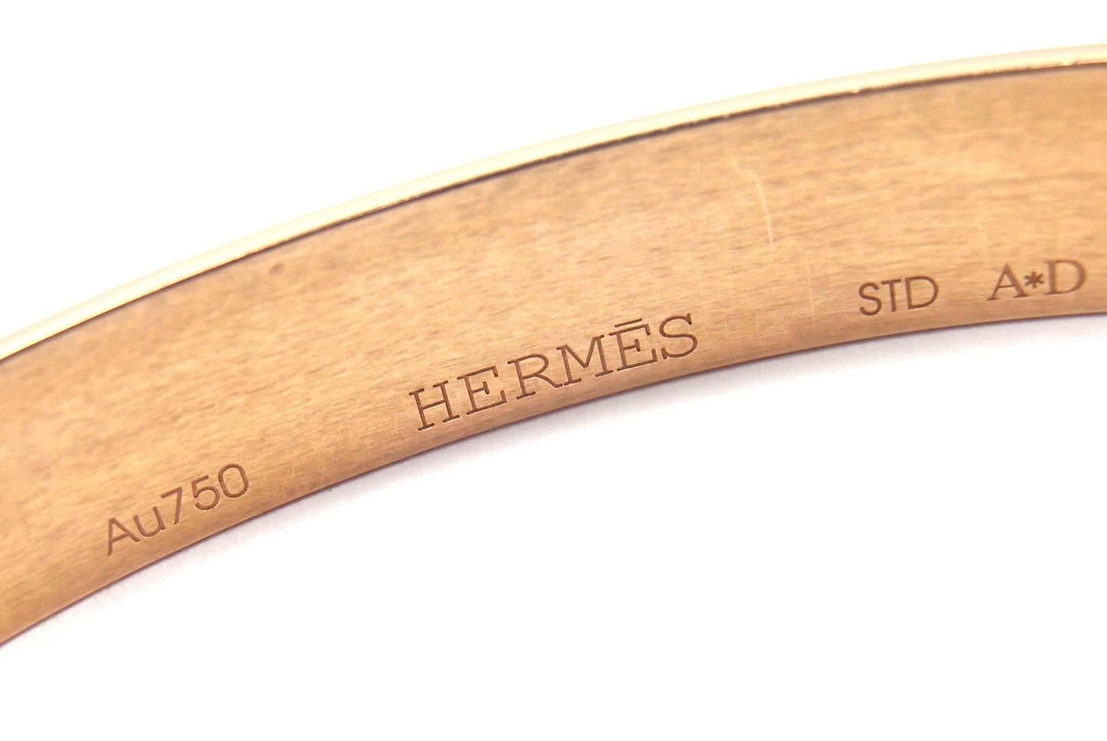 Hermes Paris Rose Gold and Black Leather Cuff Bracelet 1