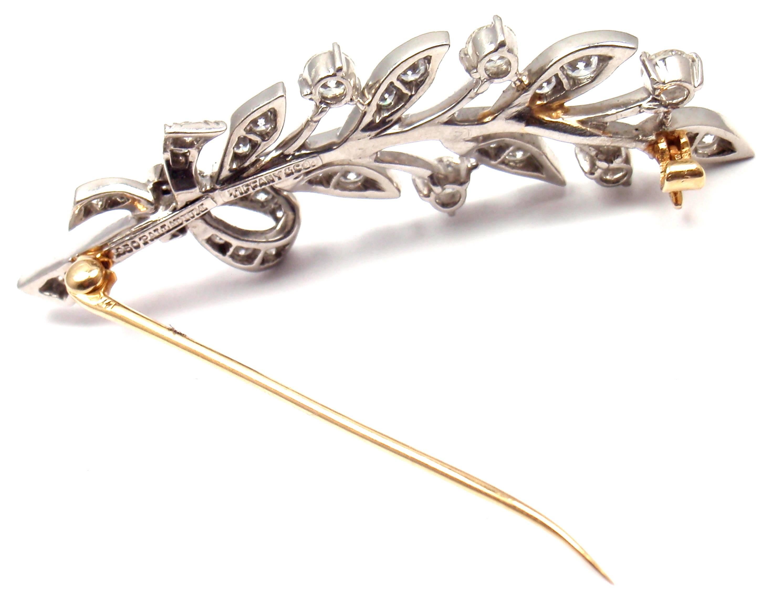 Tiffany & Co. Art Deco Diamond Palladium Branch Pin Brooch 1