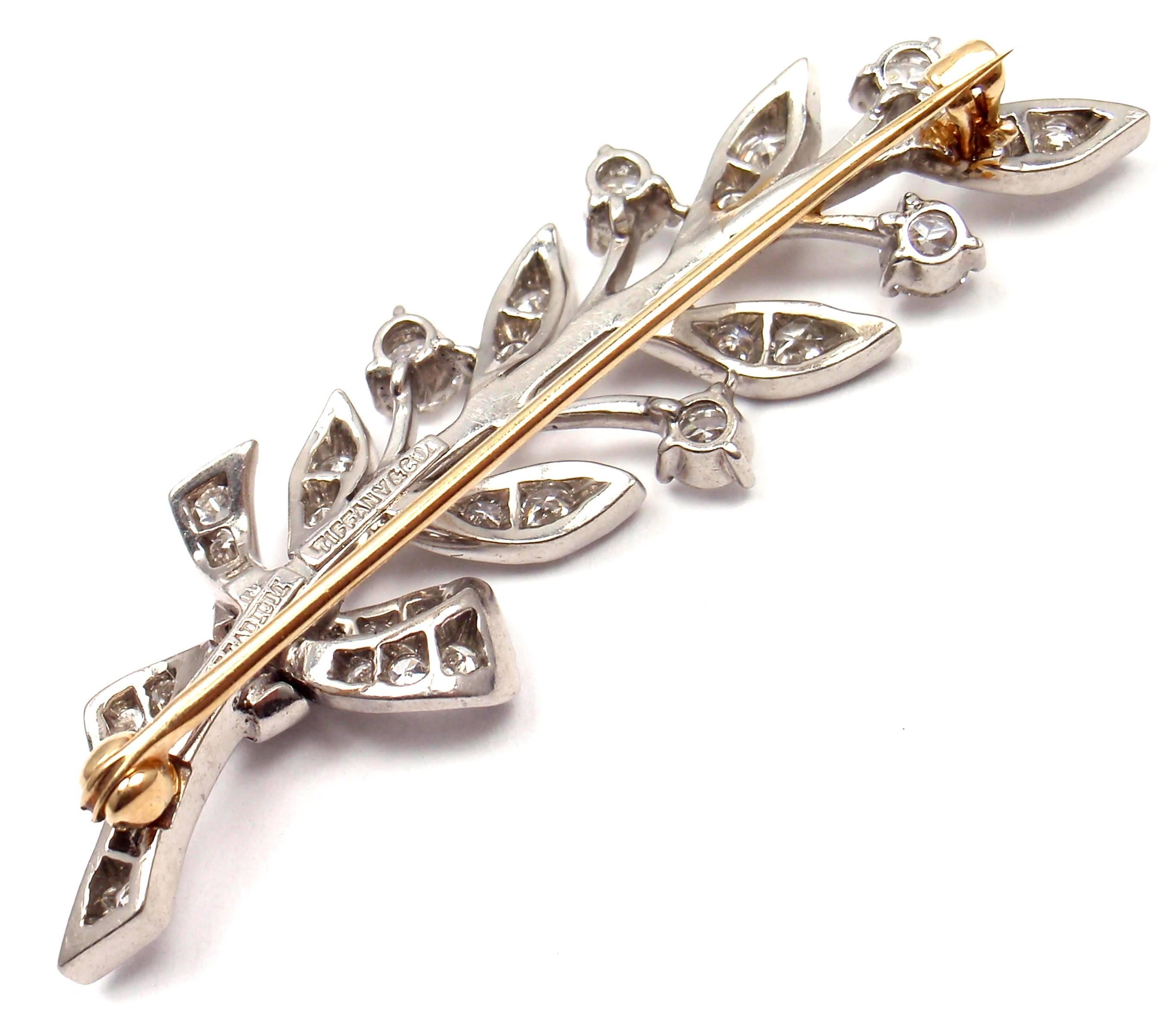 Tiffany & Co. Art Deco Diamond Palladium Branch Pin Brooch 2