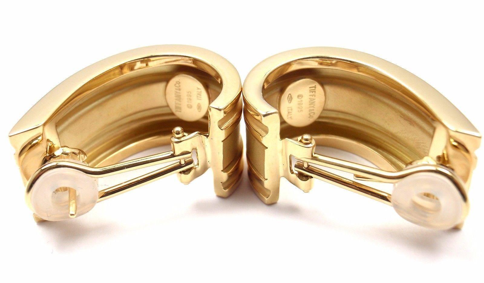 Women's or Men's Tiffany & Co. Atlas Extra Large Yellow Gold Hoop Earrings