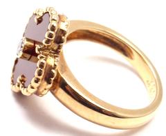 Van Cleef & Arpels Vintage Alhambra Diamond Carnelian Yellow Gold Ring