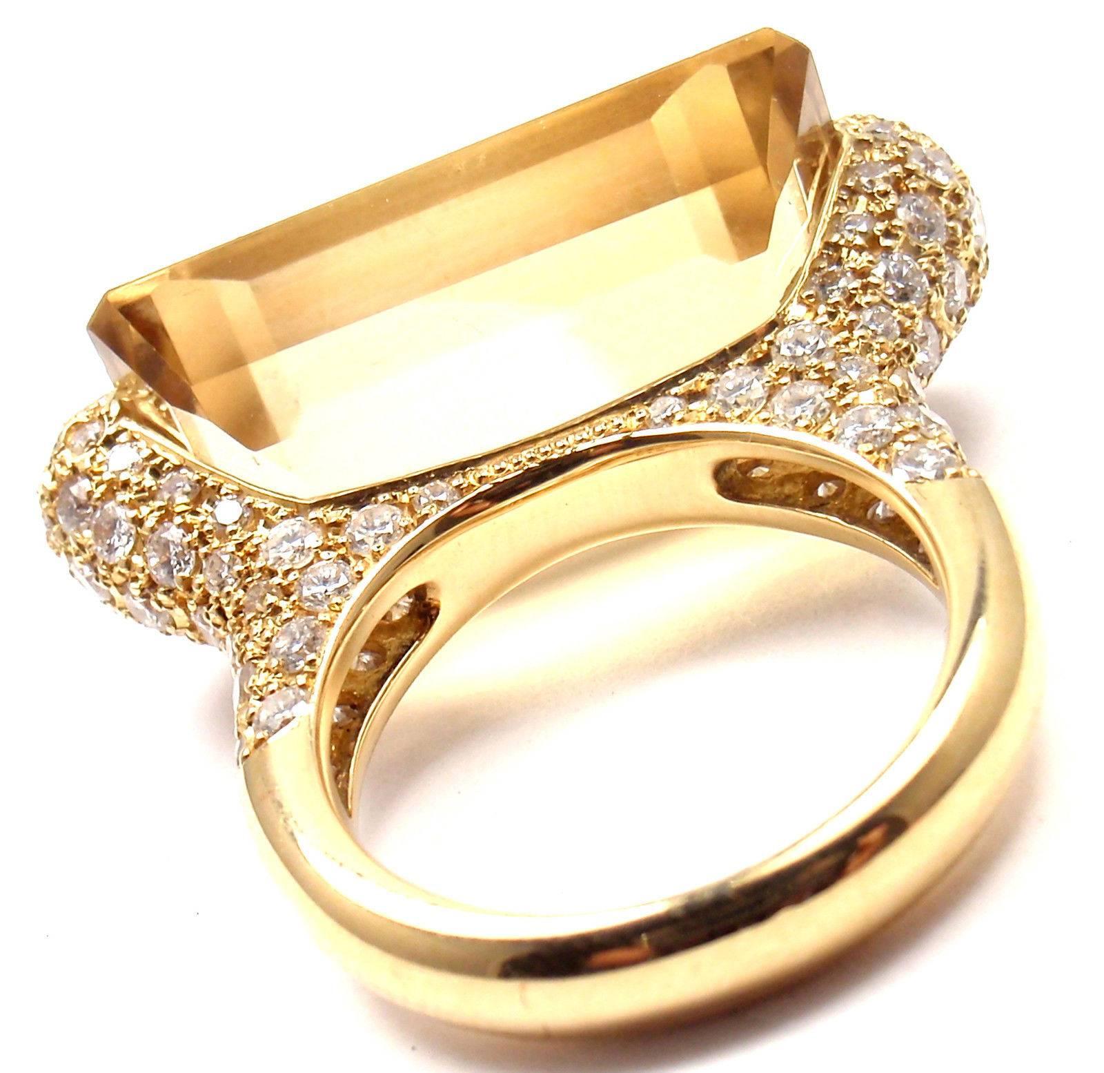 1.85 Carat Diamond Large 24 Carat Citrine Yellow Gold Ring 1