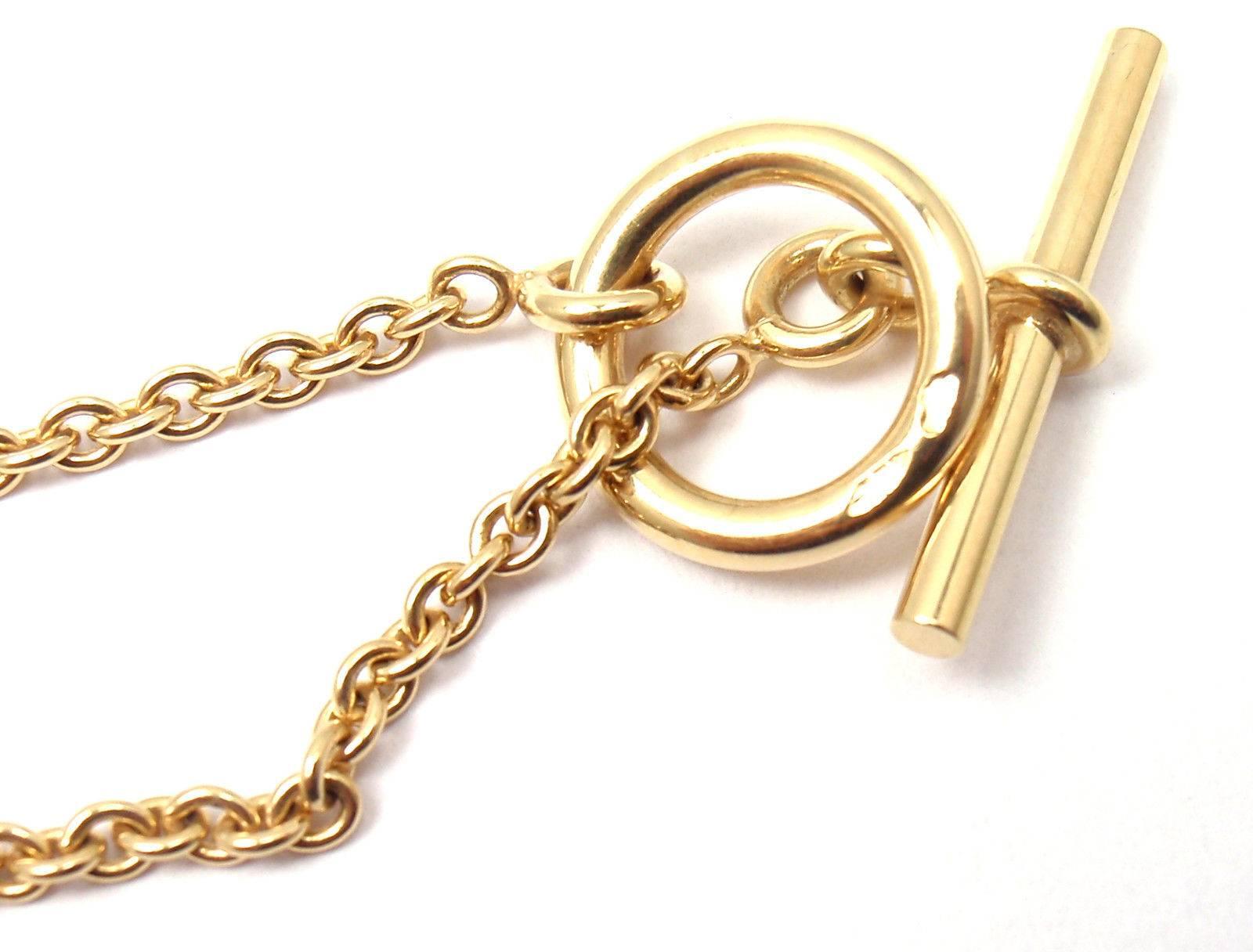 Hermes Diamond Yellow Gold Horseshoe Pendant Chain Necklace 1