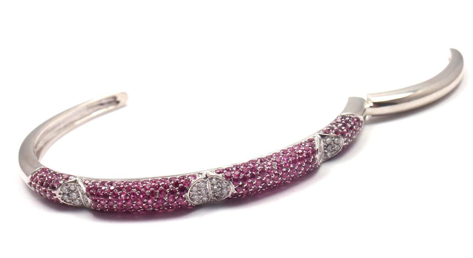 Gianni Bulgari Pink Sapphire White Gold Bangle Bracelet 1