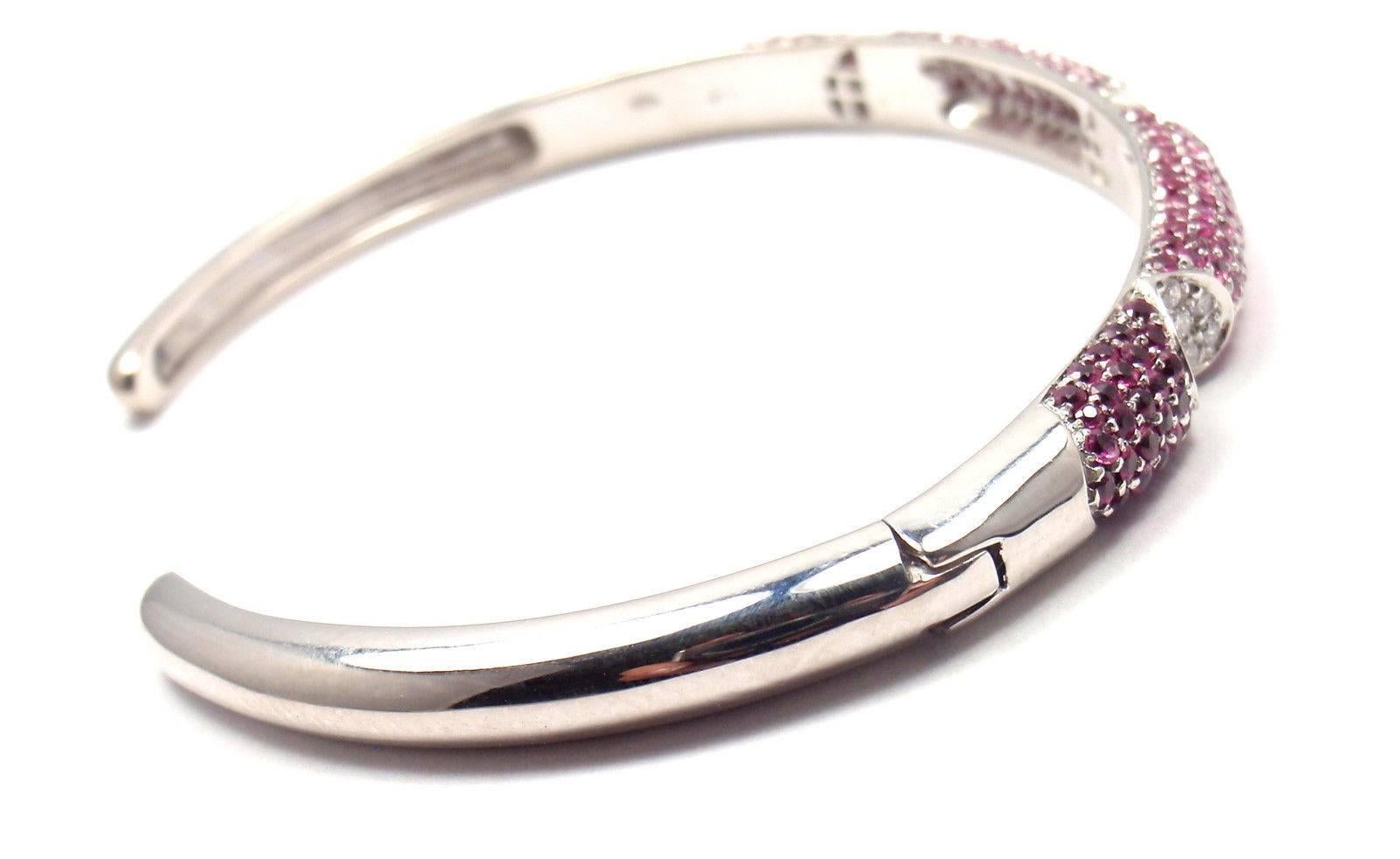 Gianni Bulgari Pink Sapphire White Gold Bangle Bracelet 2