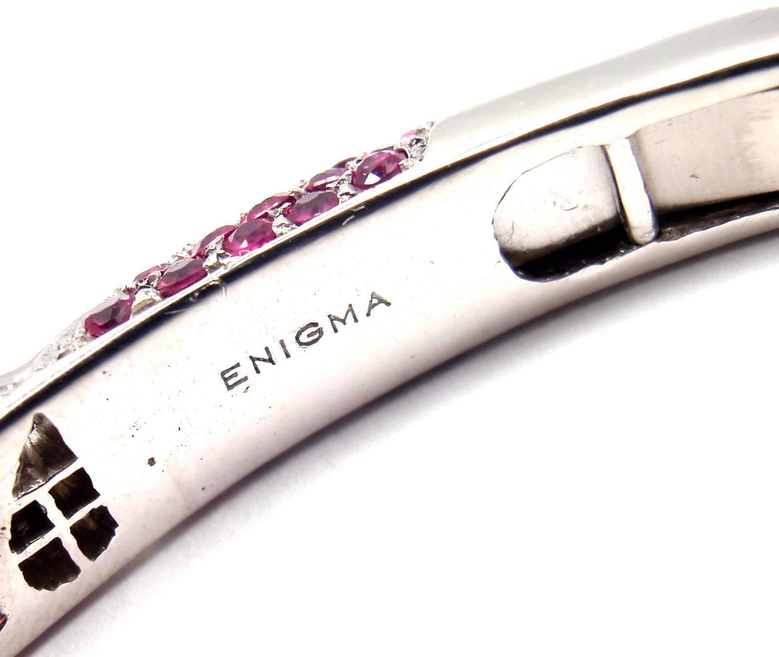 Women's or Men's Gianni Bulgari Pink Sapphire White Gold Bangle Bracelet
