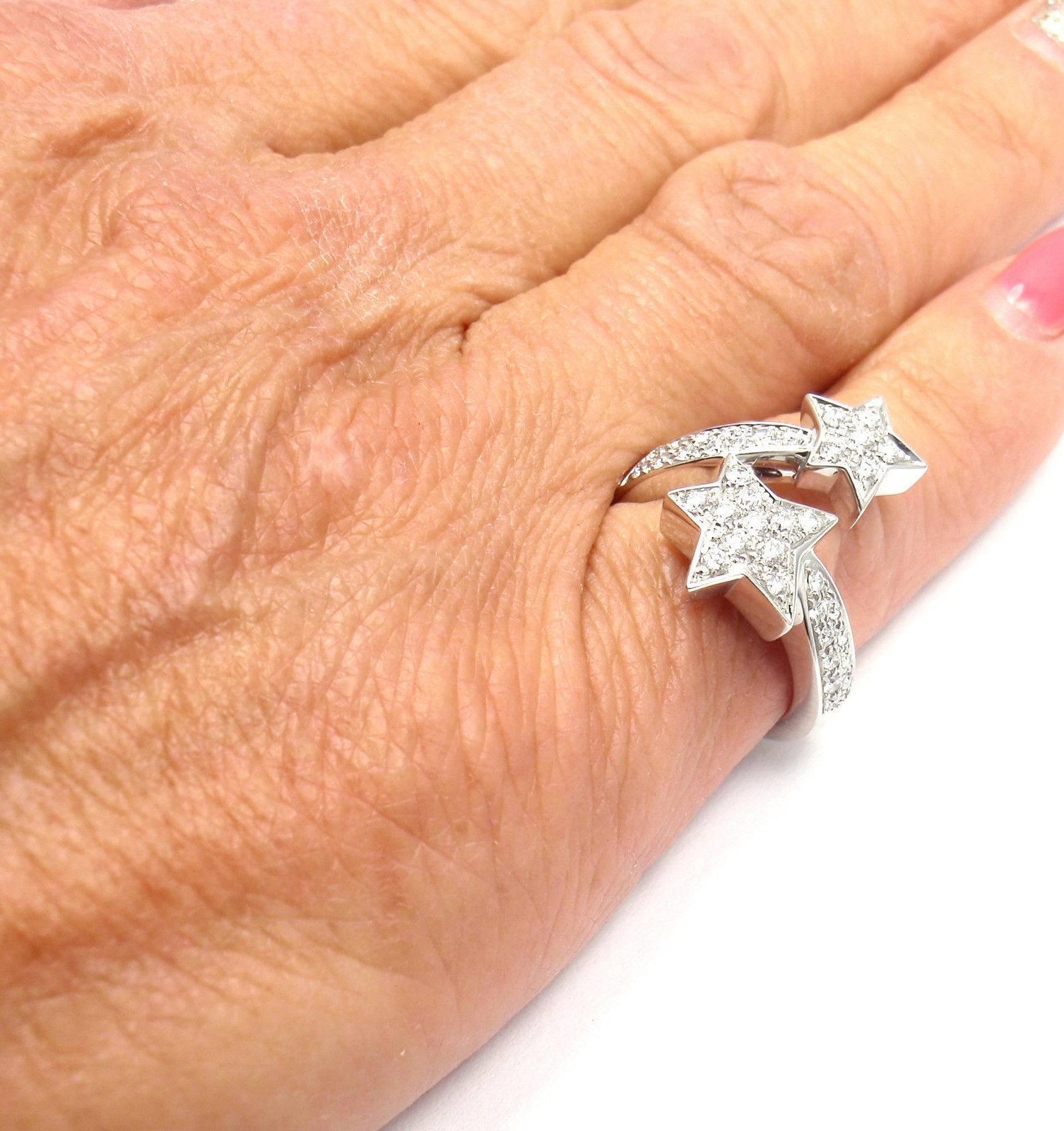 Chanel Comete Diamond Double Star White Gold Ring 2