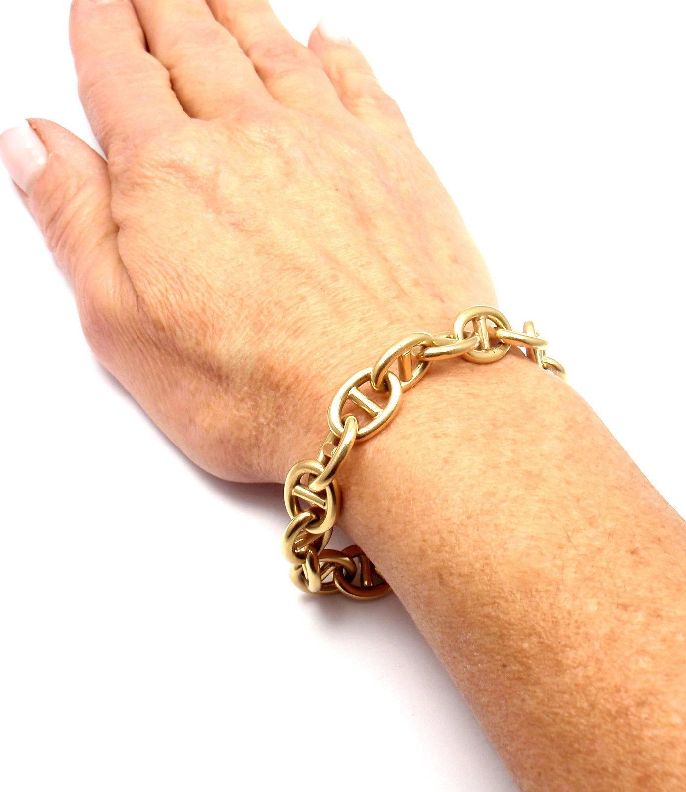 1960s French Solid Yellow Gold Anchor Link Bracelet 4