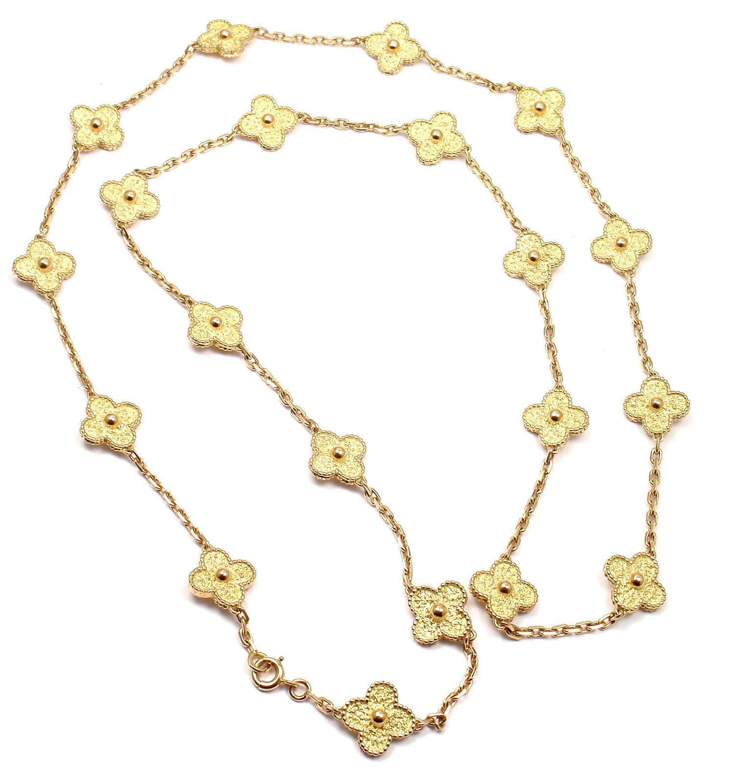 18k Yellow Gold Alhambra 20 Motif Necklace by Van Cleef & Arpels. 

Details: 
Length: 33