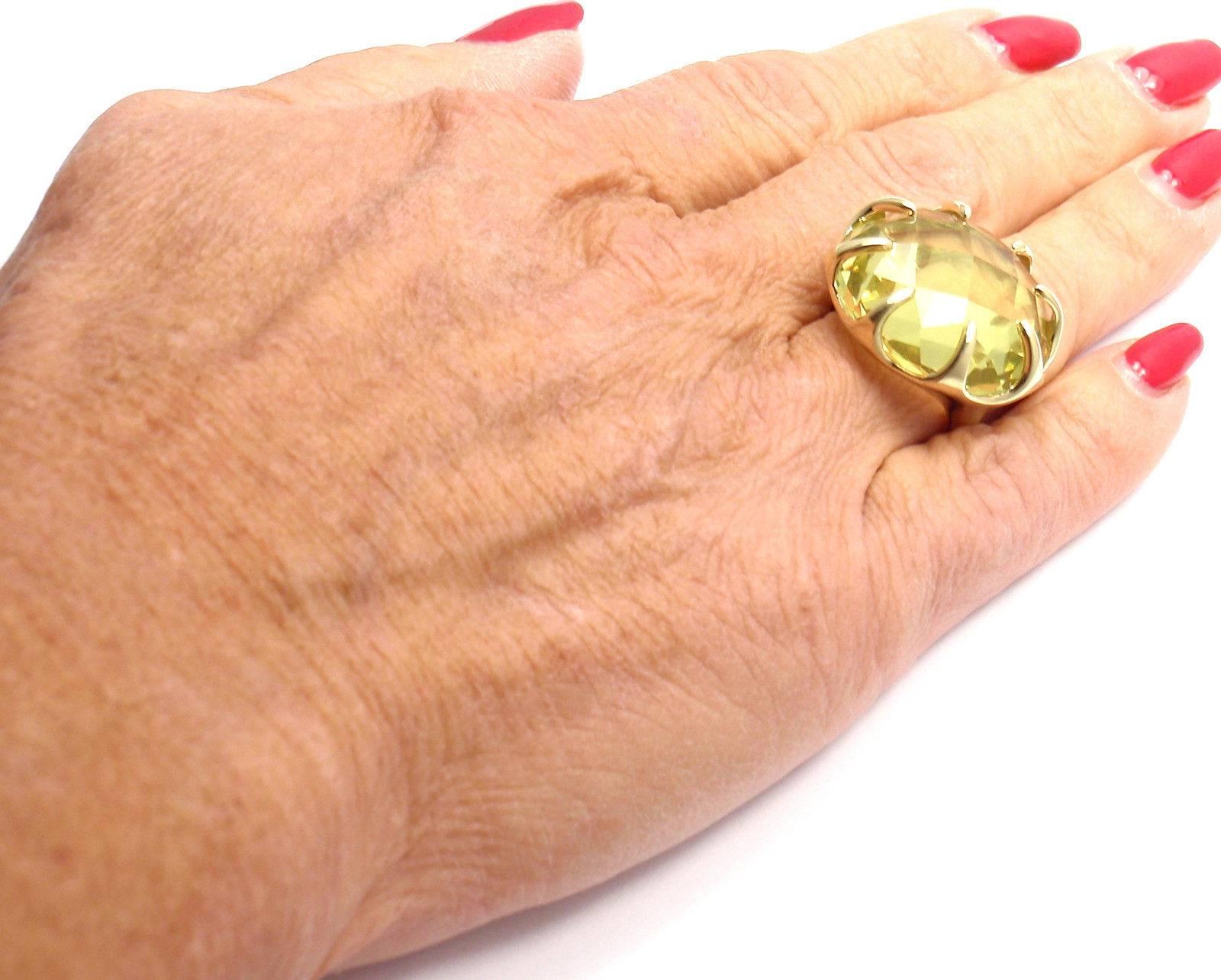 Ippolita Lollipop Extra Large Lemon Citrine Yellow Gold Ring In New Condition In Holland, PA