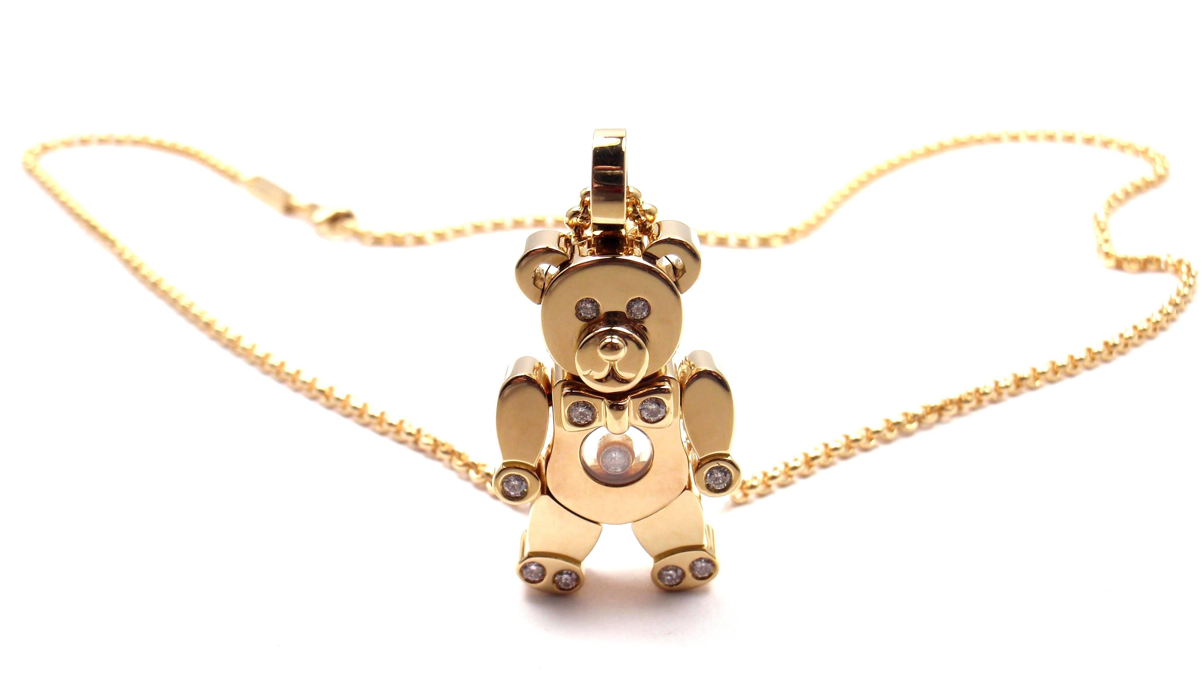 Women's or Men's Chopard Happy Diamond Teddy Bear Gold Pendant Necklace