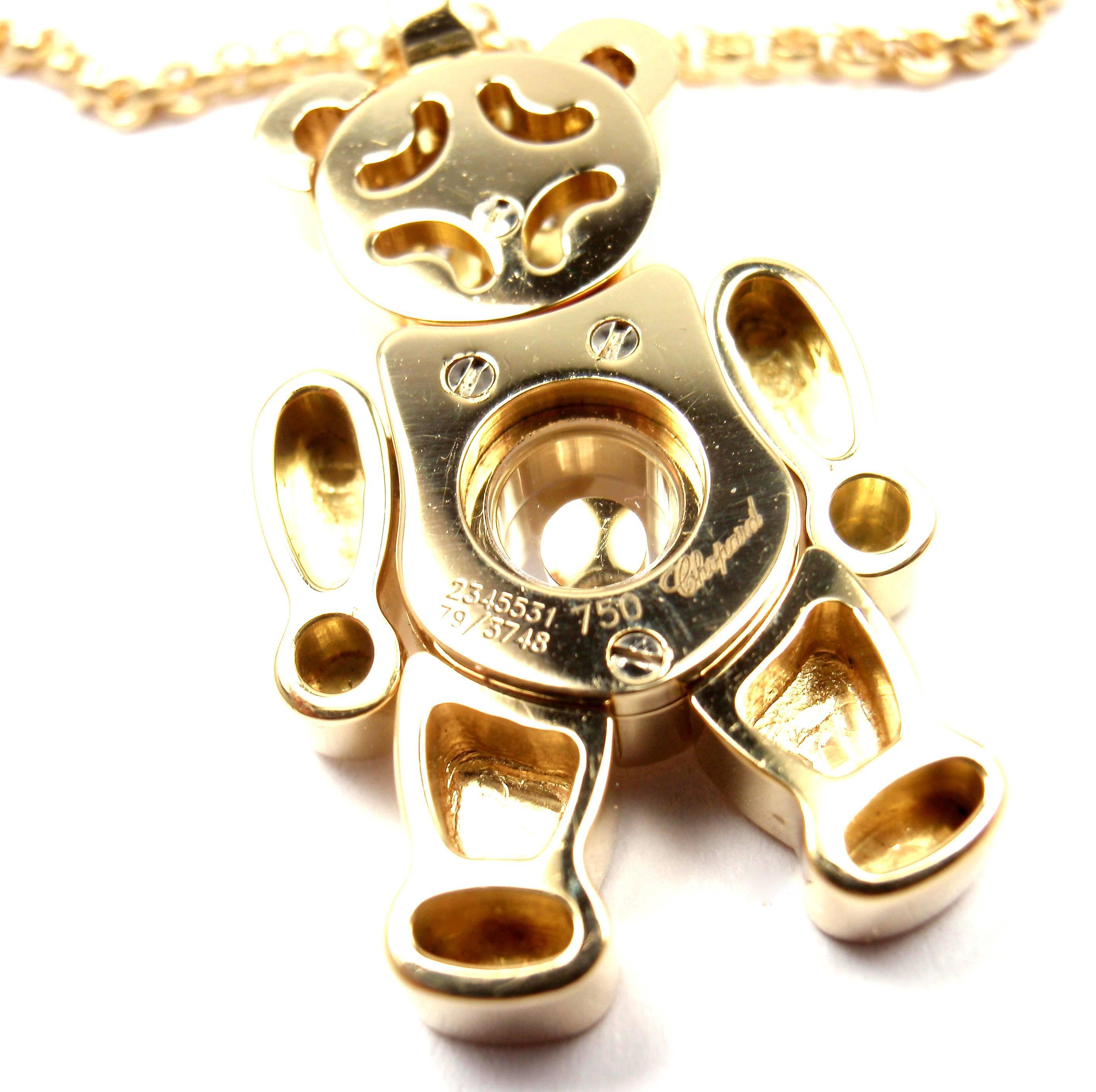 Chopard Happy Diamond Teddy Bear Gold Pendant Necklace 3