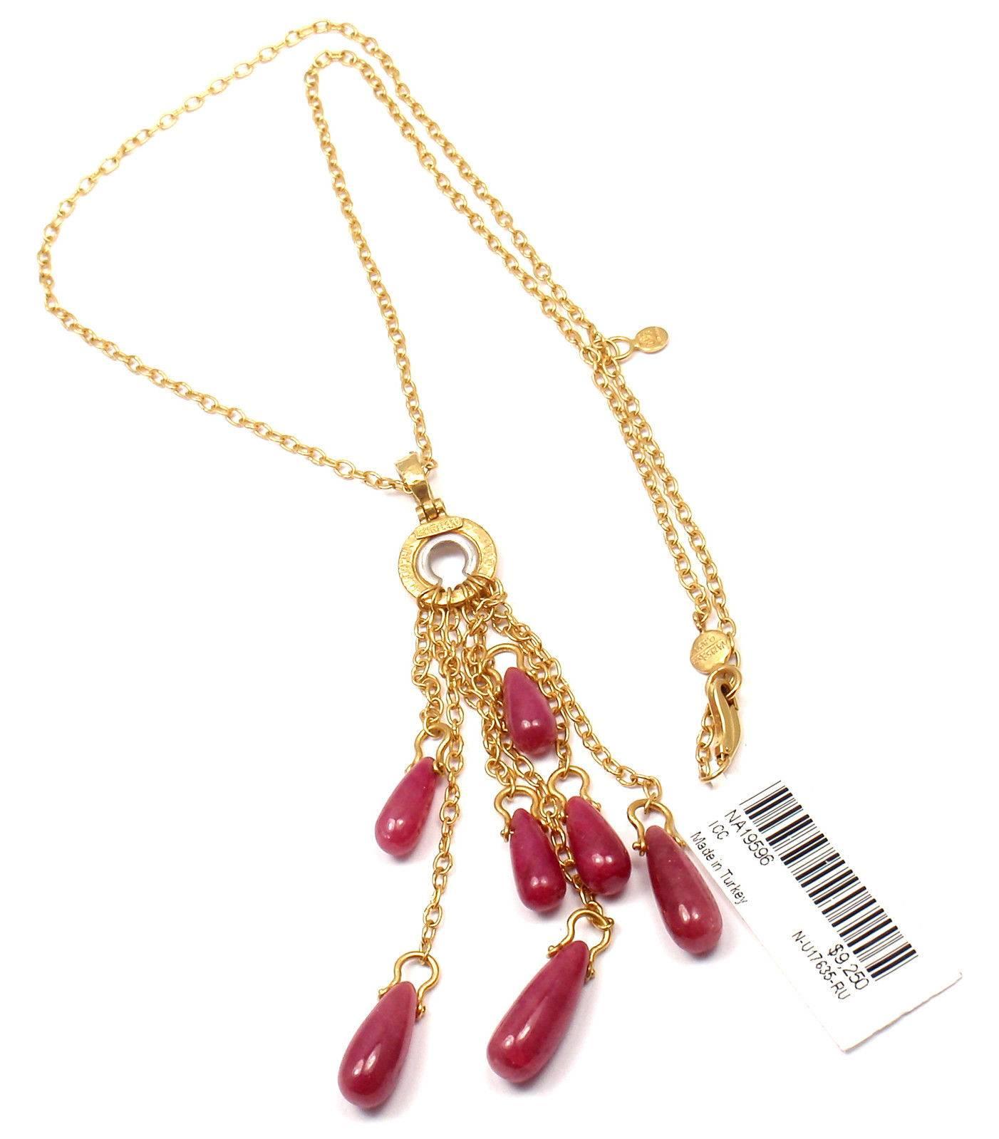 Gurhan One of a Kind Ruby Drop Yellow Gold Necklace 1