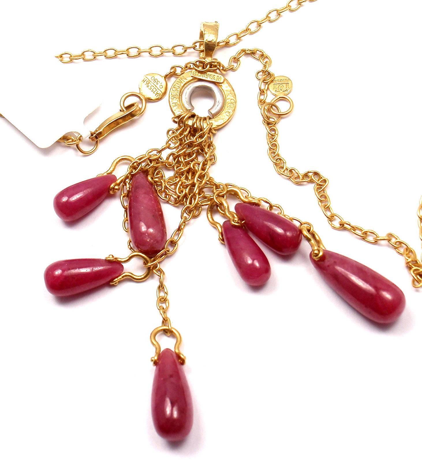 Gurhan One of a Kind Ruby Drop Yellow Gold Necklace 3