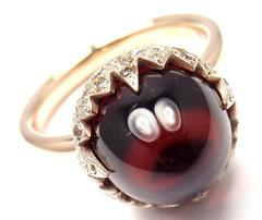 Pomellato Chimera Garnet Diamond Rose and White Gold Ring