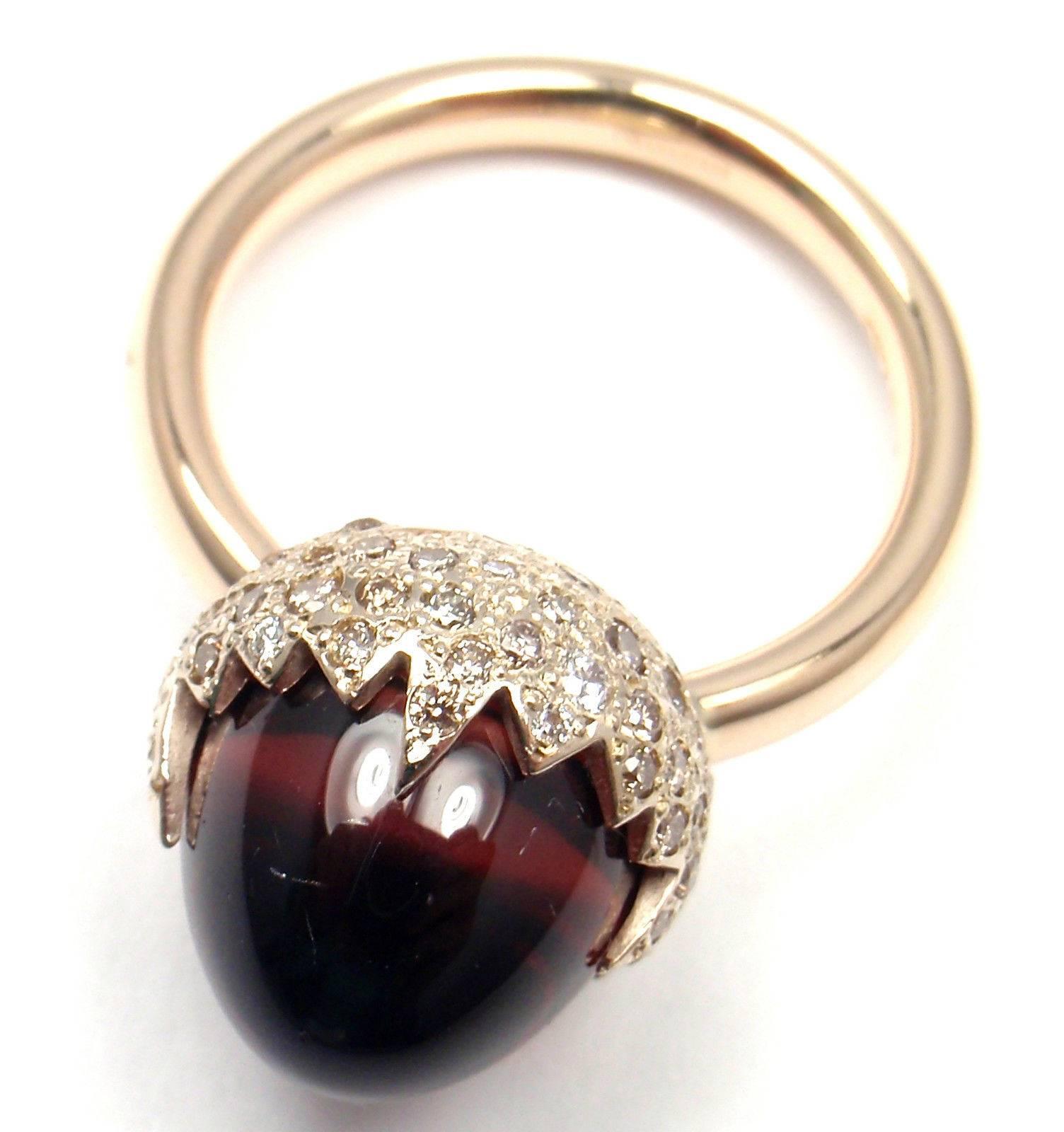 Pomellato Chimera Garnet Diamond Rose and White Gold Ring In New Condition In Holland, PA
