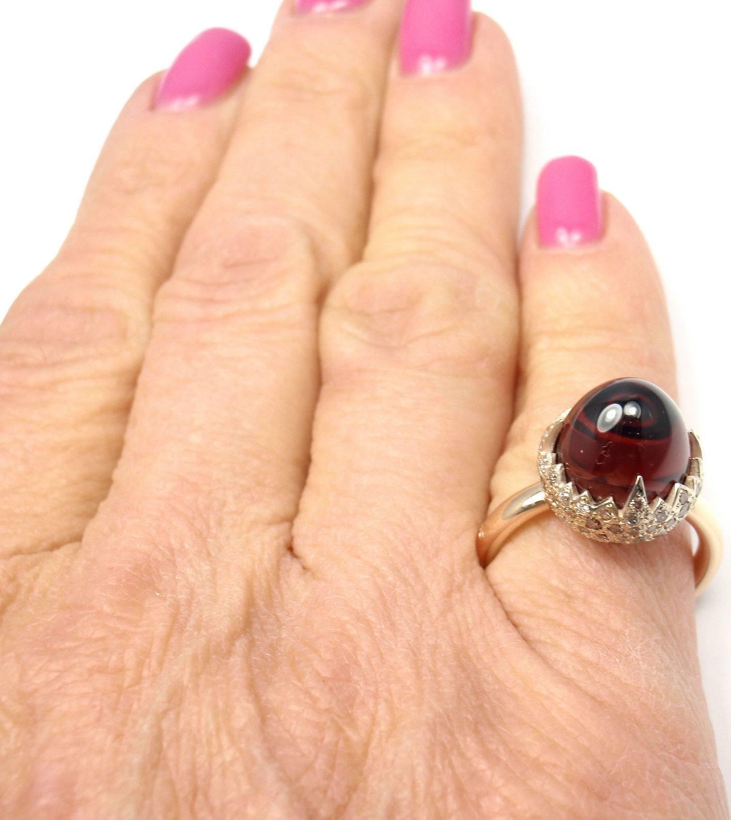 Pomellato Chimera Garnet Diamond Rose and White Gold Ring 2