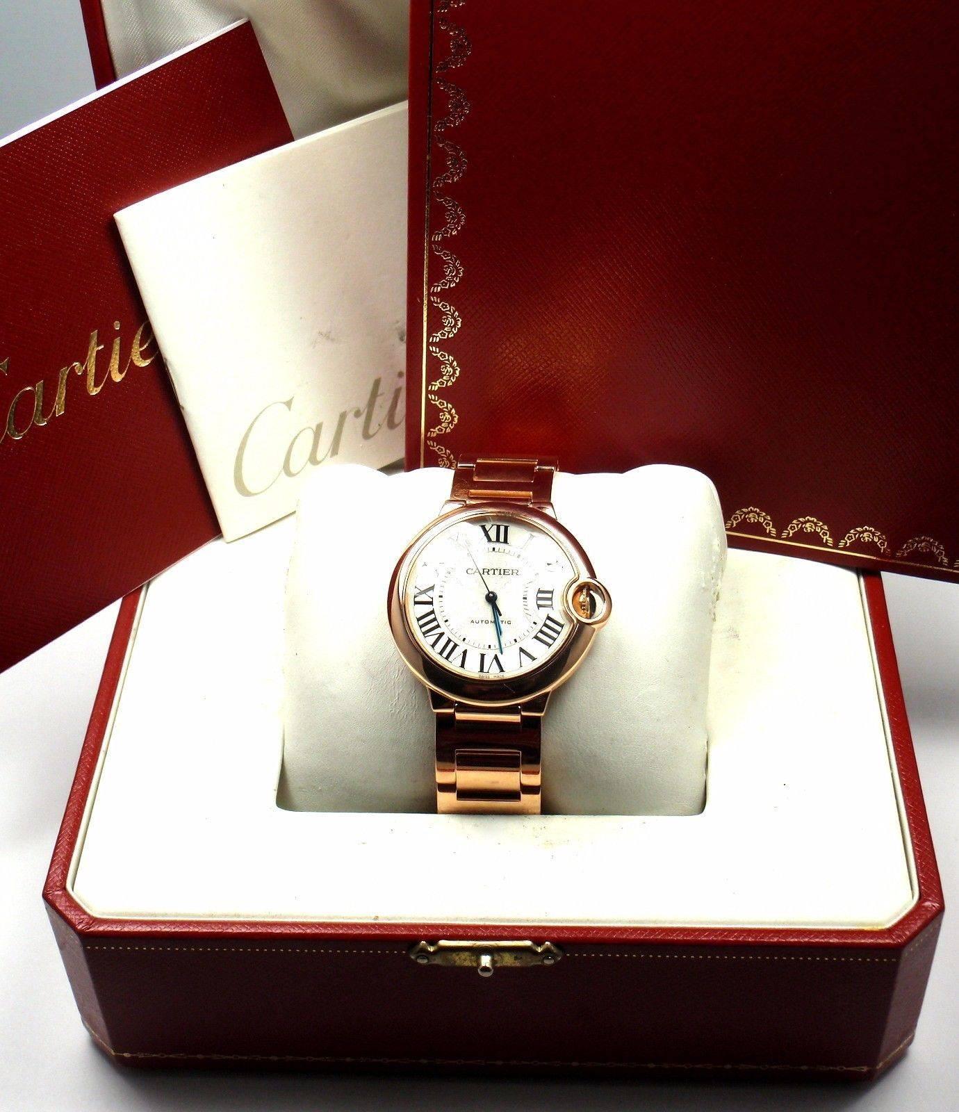 Cartier Rose Gold Ballon Bleu Automatic Wristwatch Ref 3003 In New Condition In Holland, PA