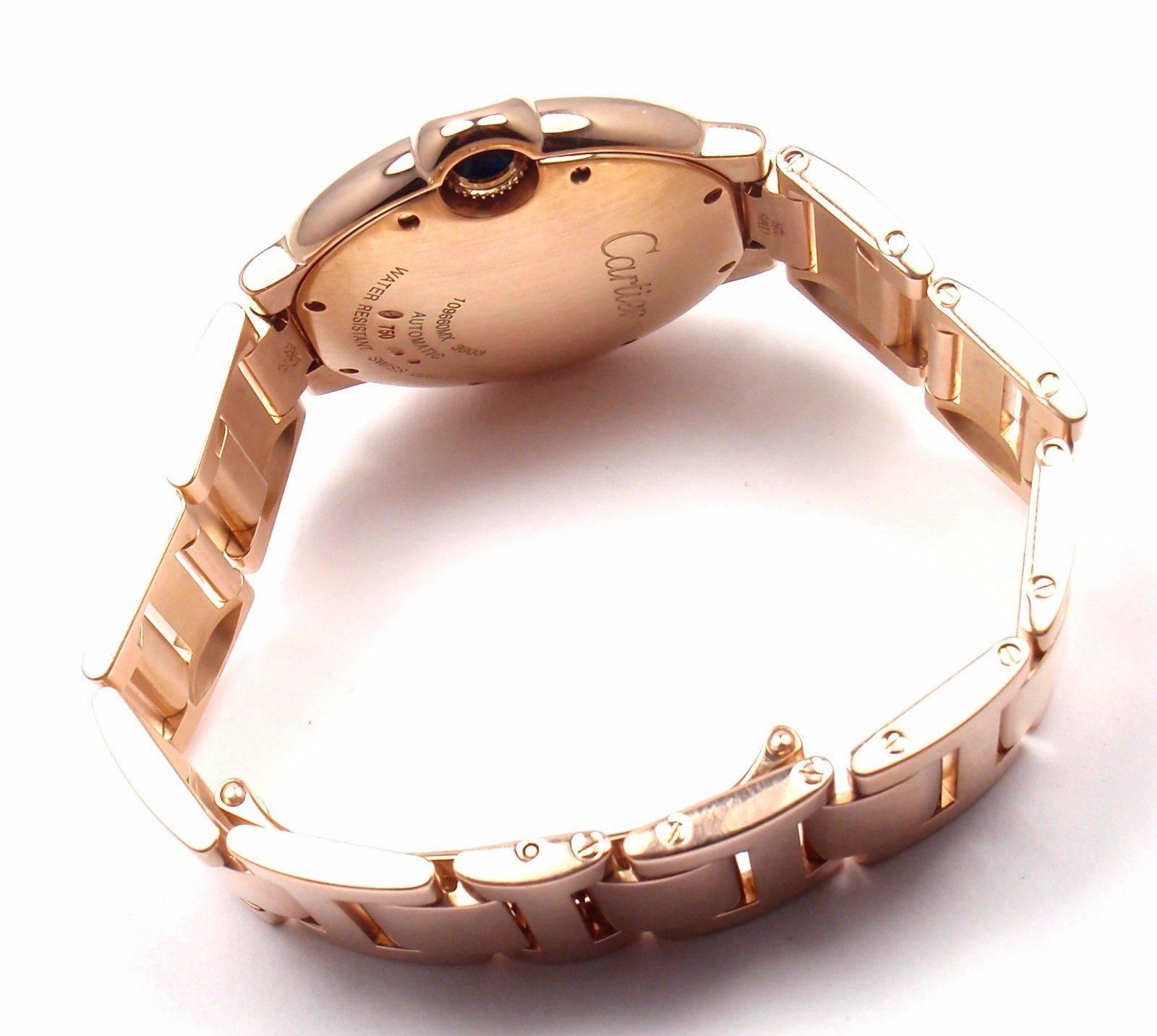 Women's or Men's Cartier Rose Gold Ballon Bleu Automatic Wristwatch Ref 3003