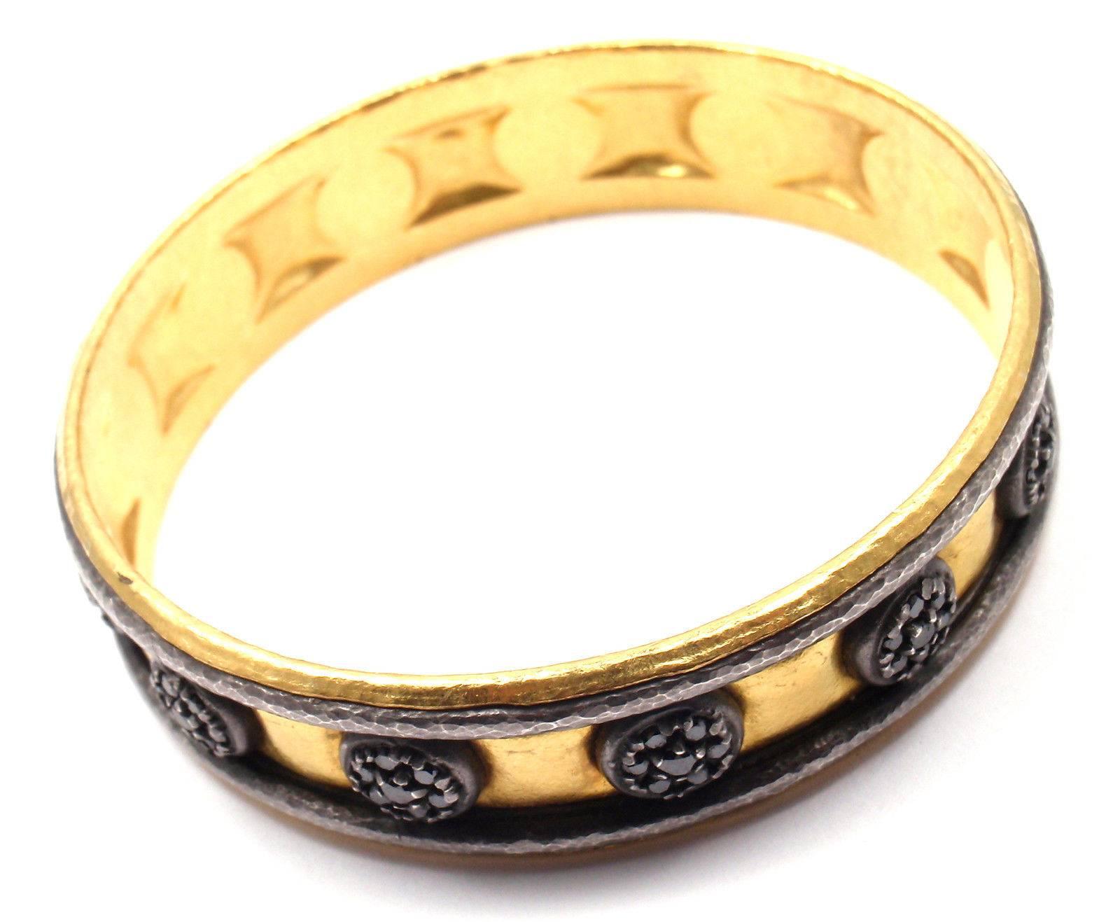 Gurhan Black Diamond Yellow Gold Bangle Bracelet In New Condition In Holland, PA