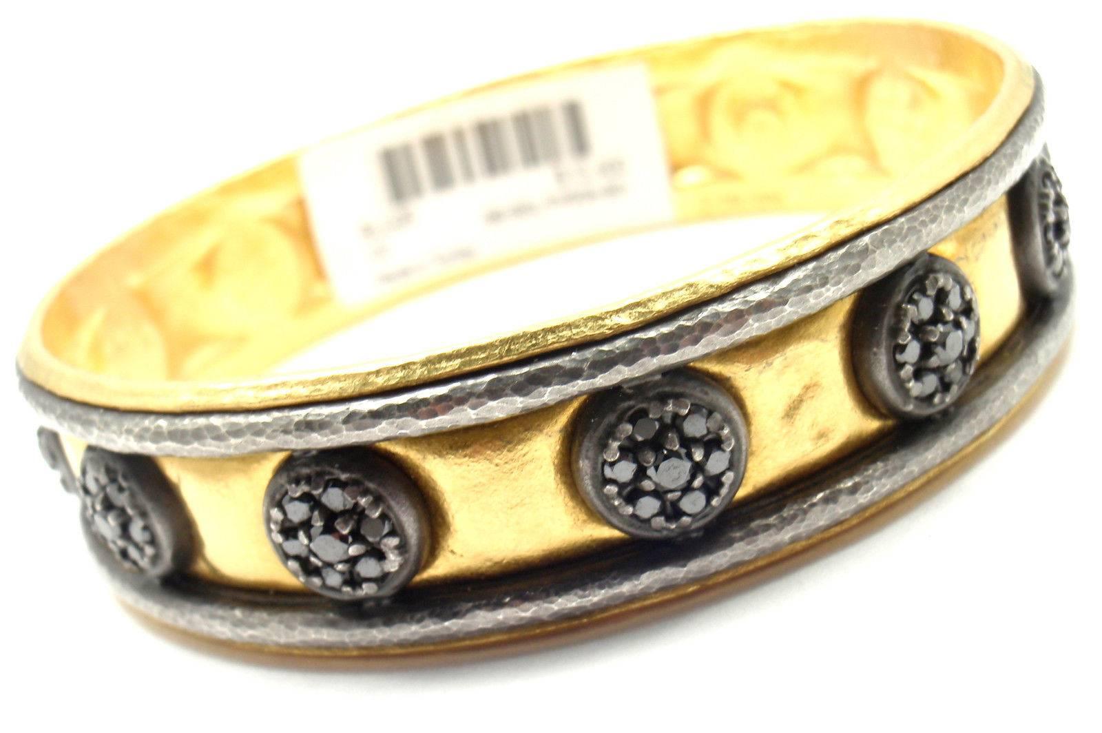 Gurhan Black Diamond Yellow Gold Bangle Bracelet 3