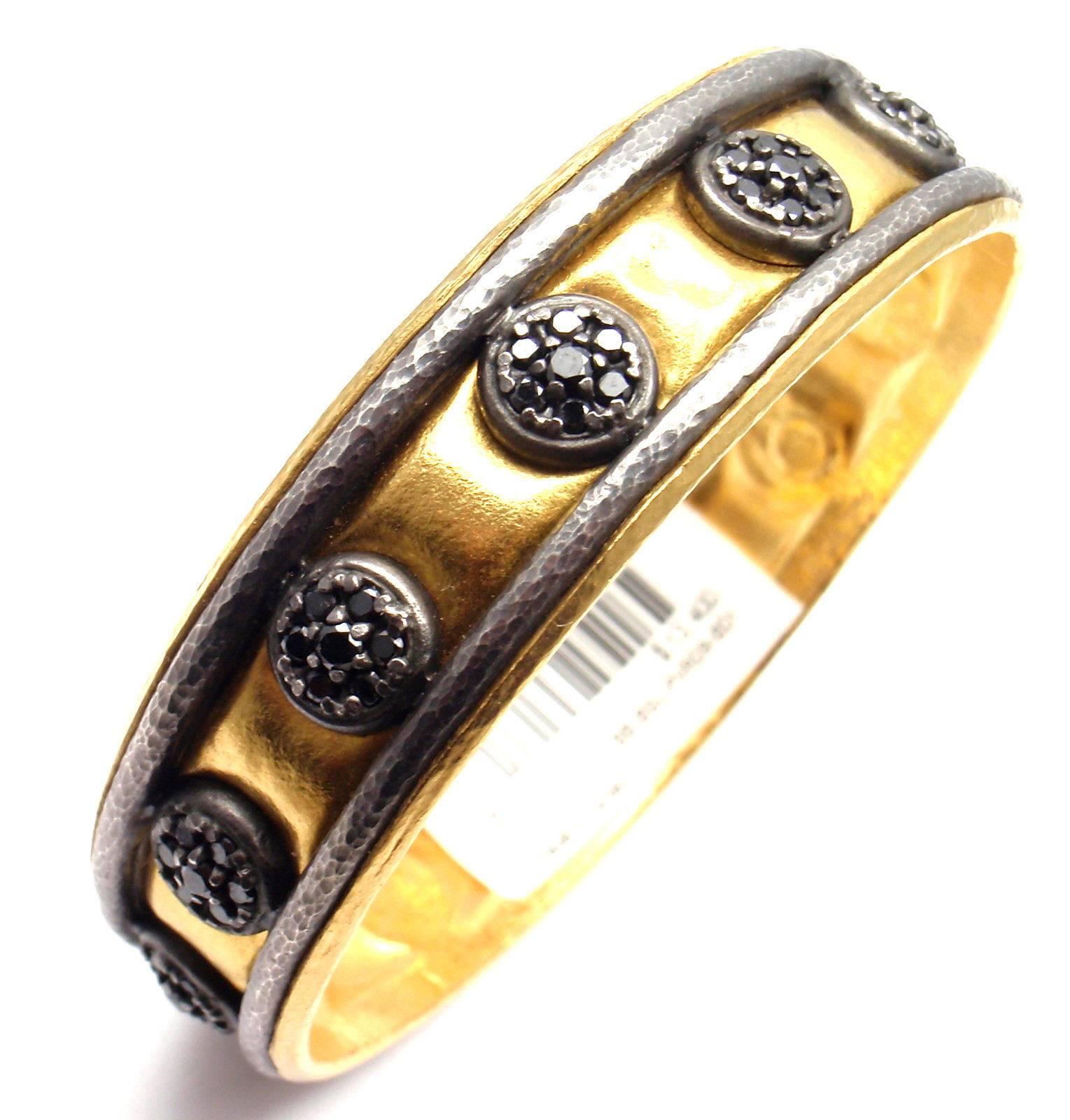 Gurhan Black Diamond Yellow Gold Bangle Bracelet 4
