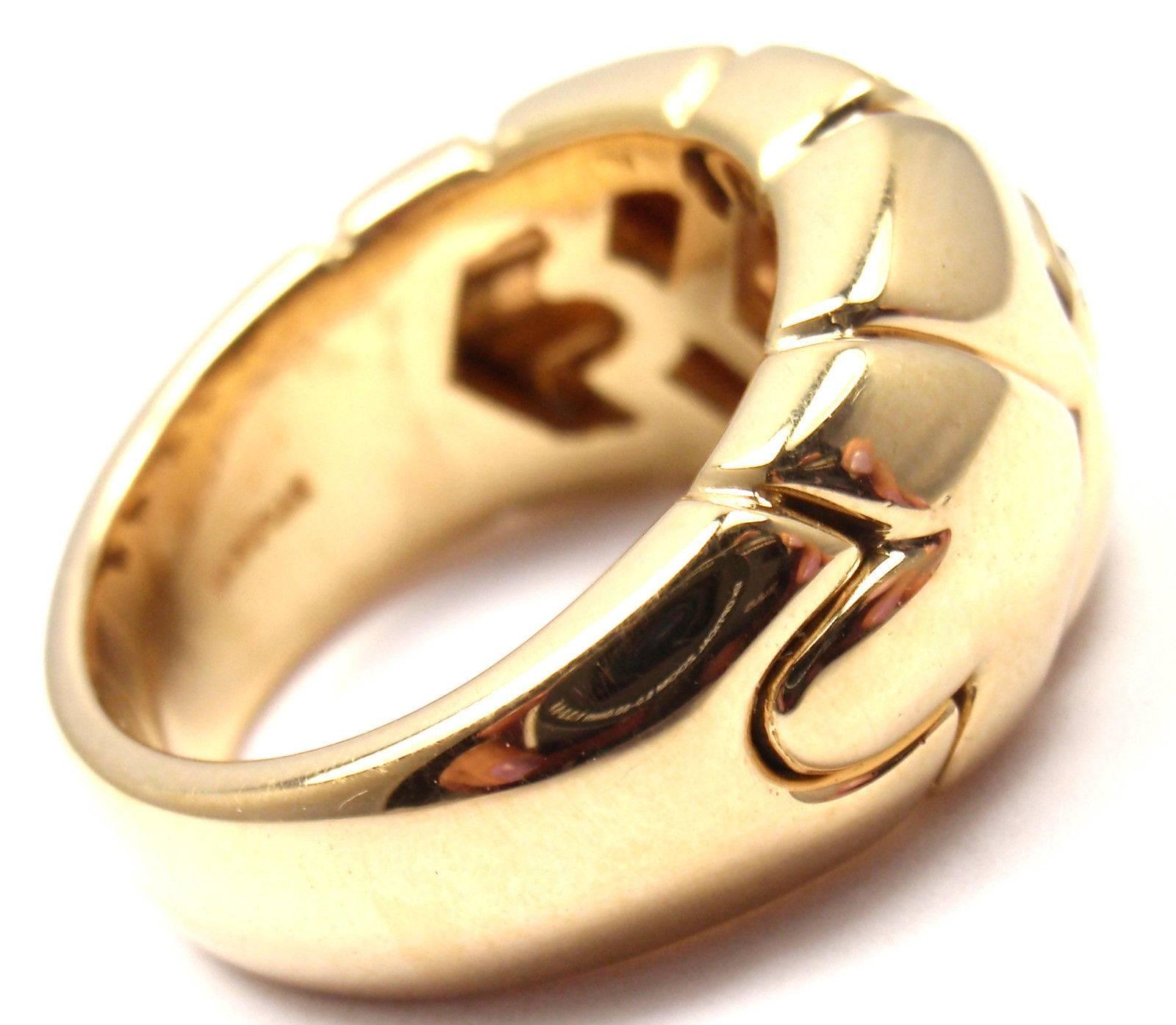Women's or Men's Bulgari Diamond Yellow Gold Arrow Band Ring