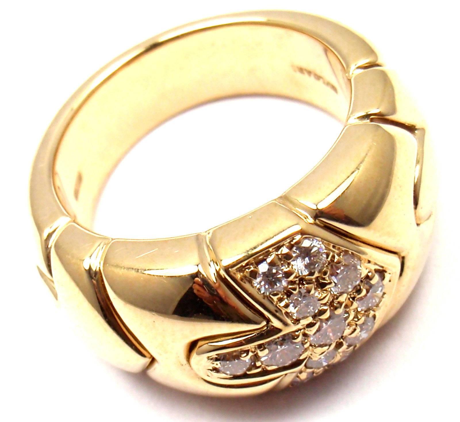 Bulgari Diamond Yellow Gold Arrow Band Ring 2