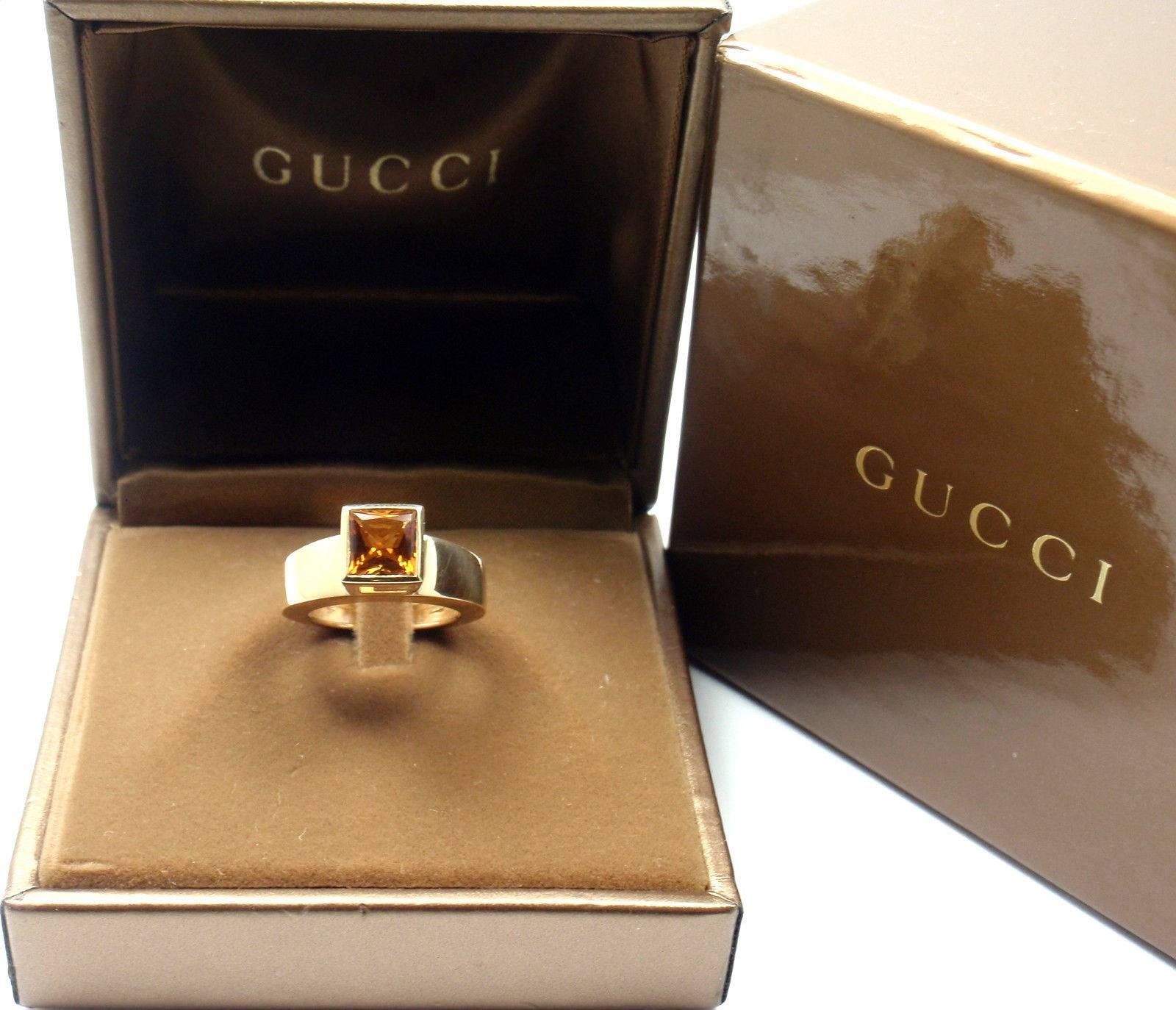 Modernist Gucci Citrine Yellow Gold Ring 2