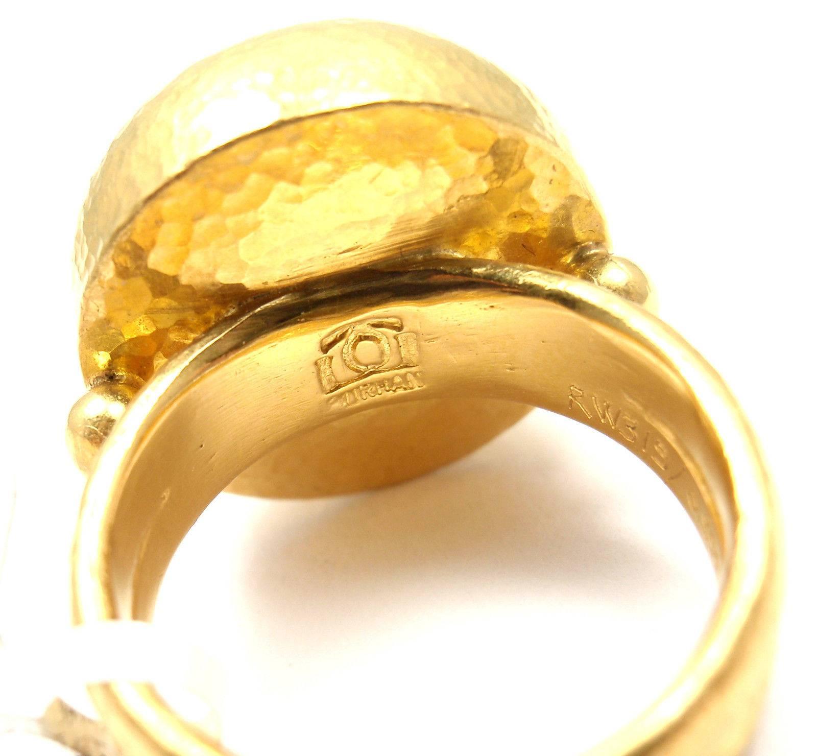 Women's or Men's Gurhan Large Aquamarine Yellow Gold Ring