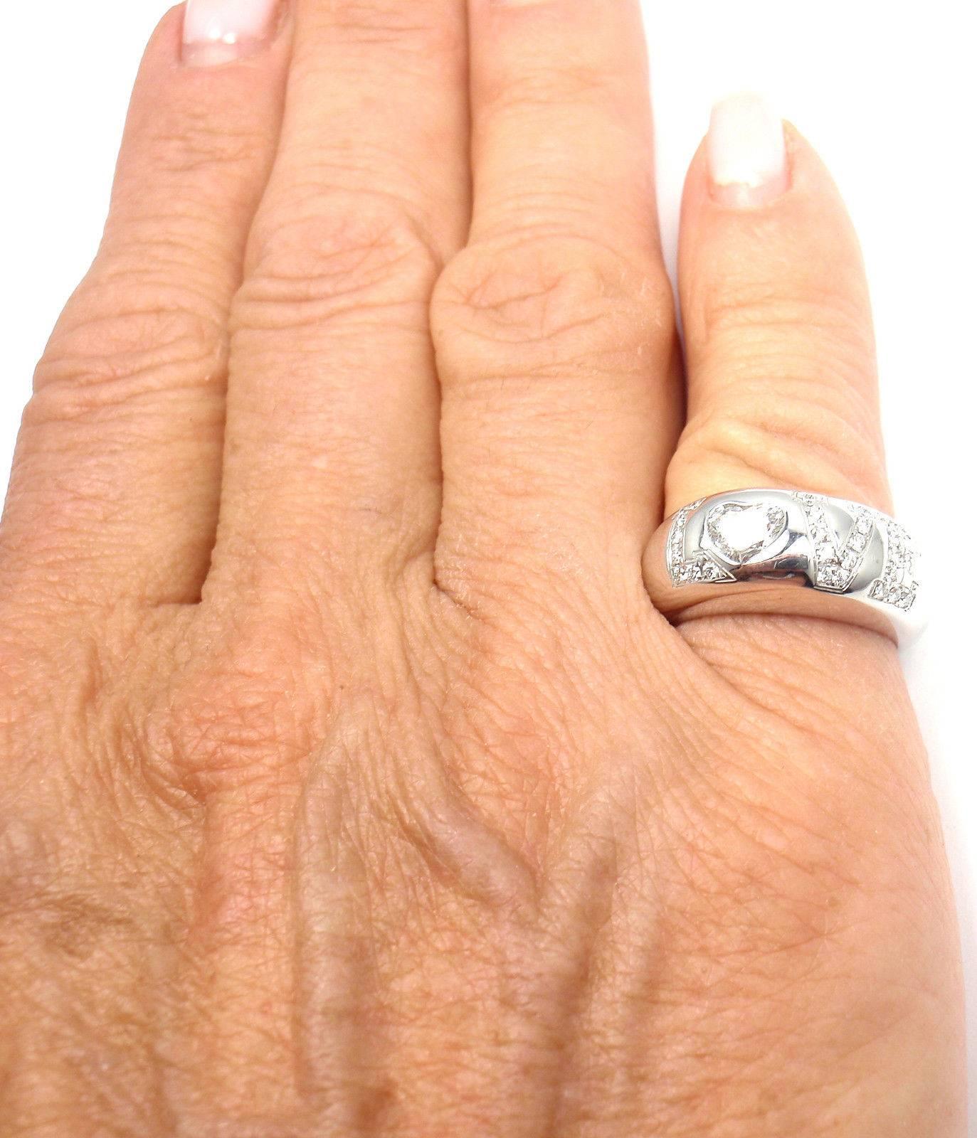 Women's or Men's Chopard Heart Shape .53 Carat Diamond Love White Gold Band Ring